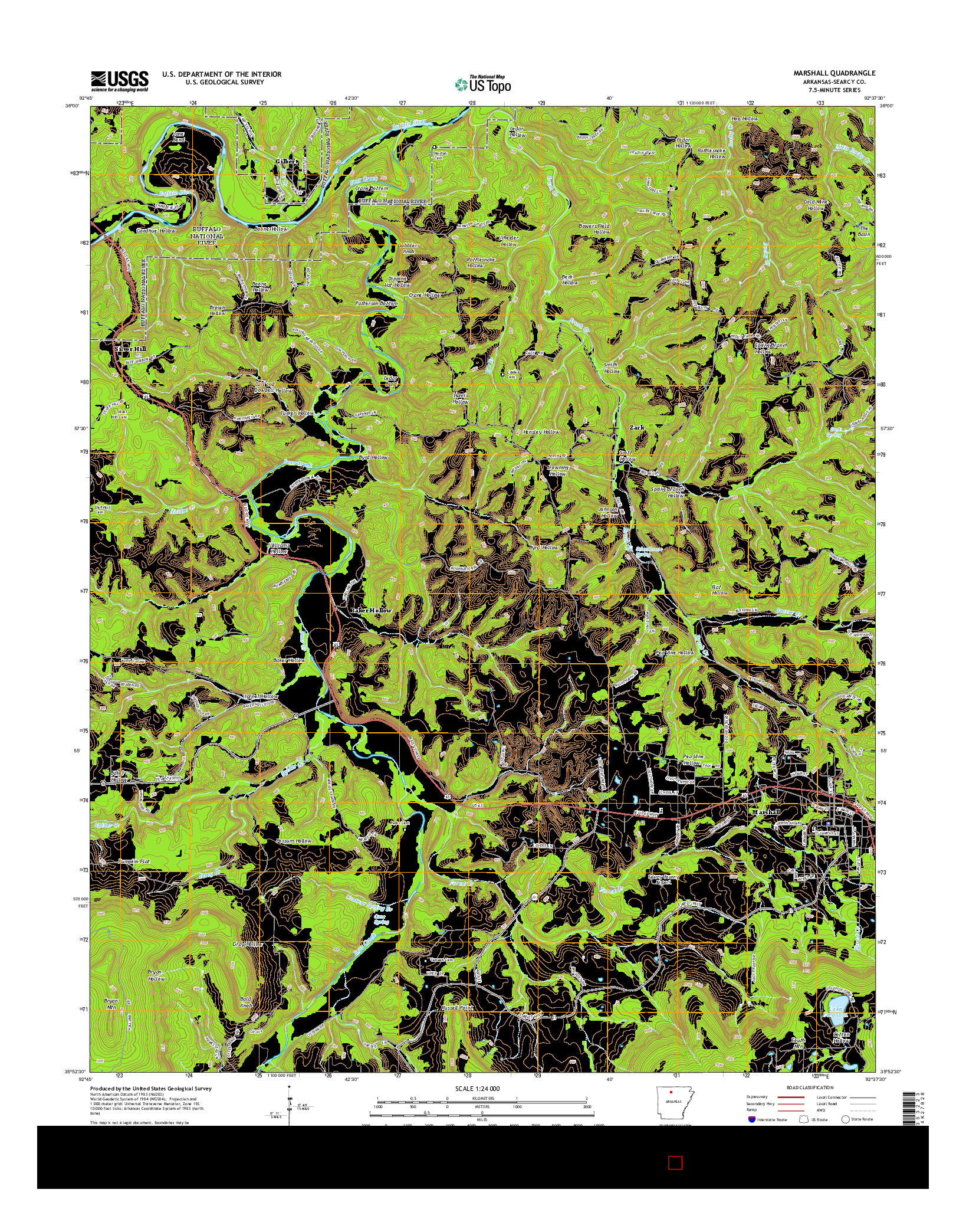 USGS US TOPO 7.5-MINUTE MAP FOR MARSHALL, AR 2014