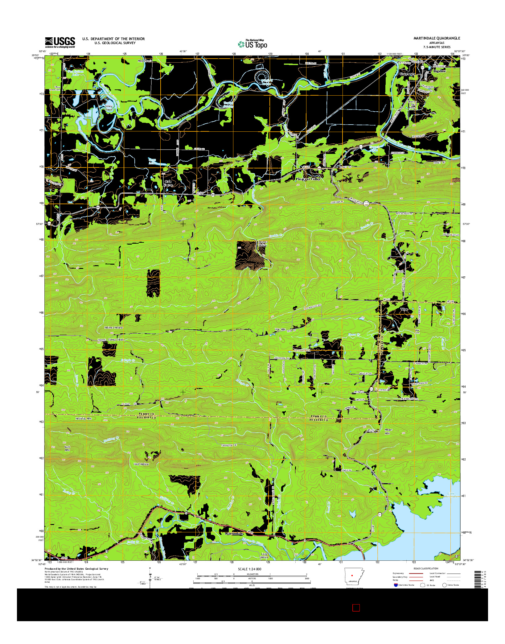 USGS US TOPO 7.5-MINUTE MAP FOR MARTINDALE, AR 2014