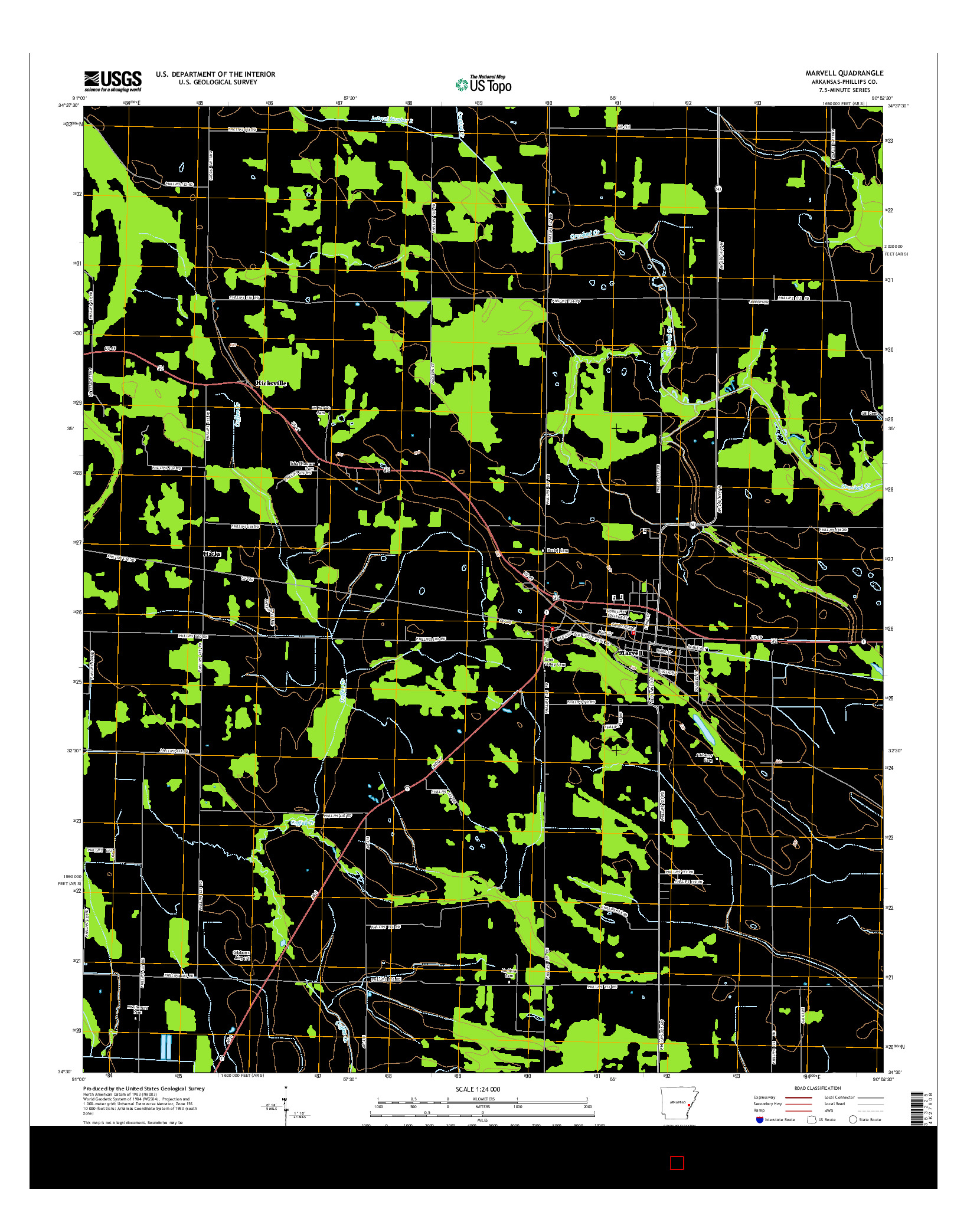 USGS US TOPO 7.5-MINUTE MAP FOR MARVELL, AR 2014