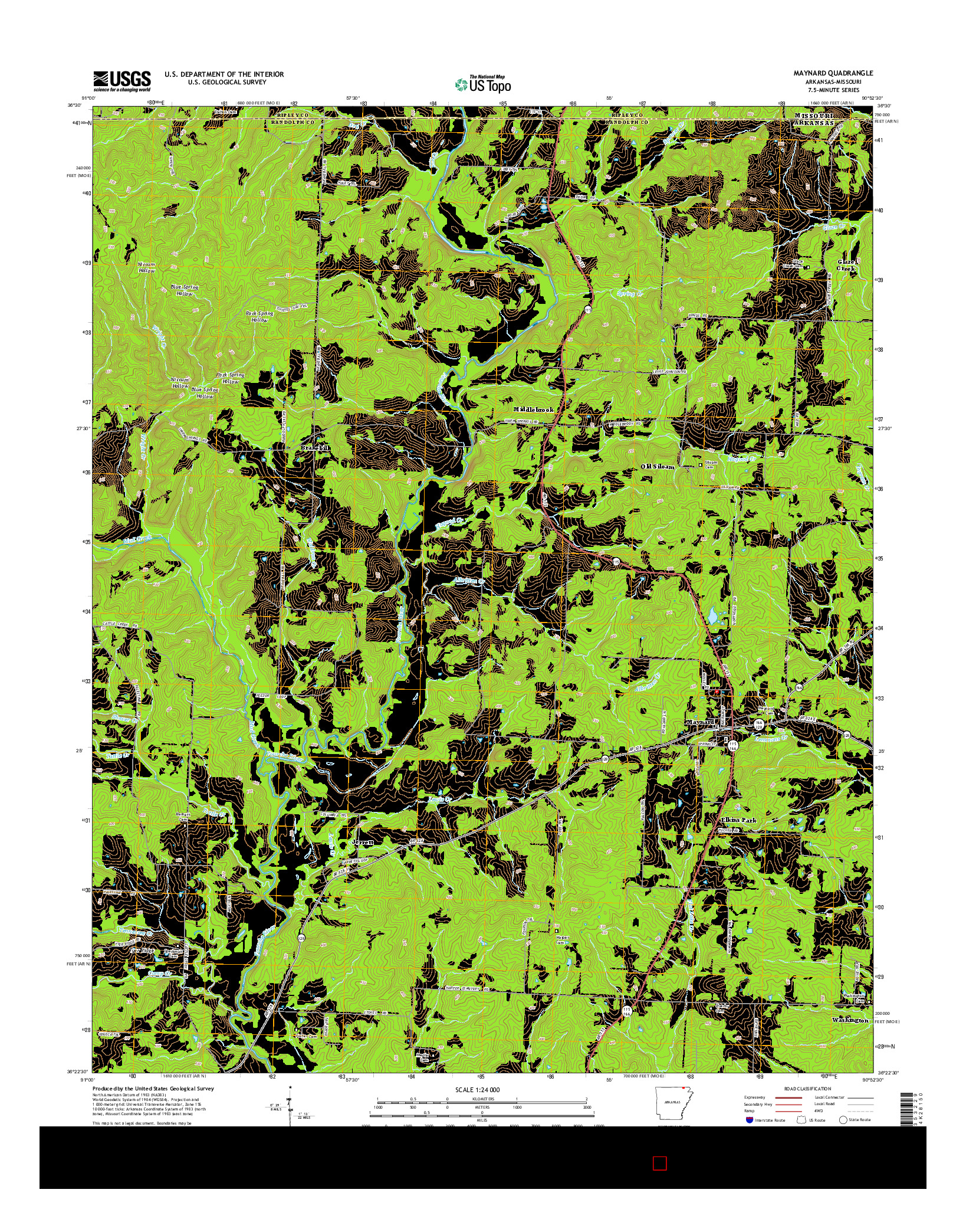 USGS US TOPO 7.5-MINUTE MAP FOR MAYNARD, AR-MO 2014