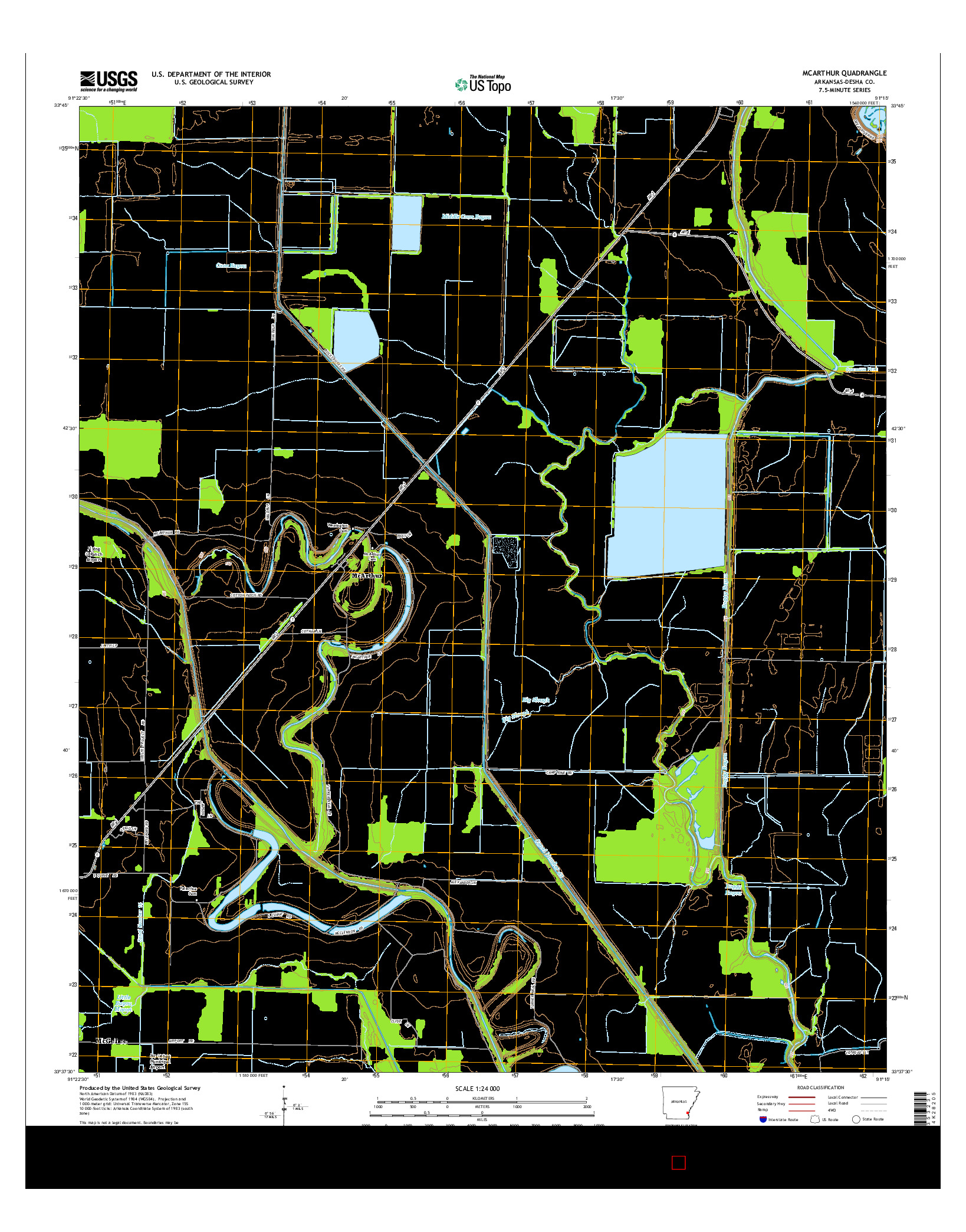 USGS US TOPO 7.5-MINUTE MAP FOR MCARTHUR, AR 2014