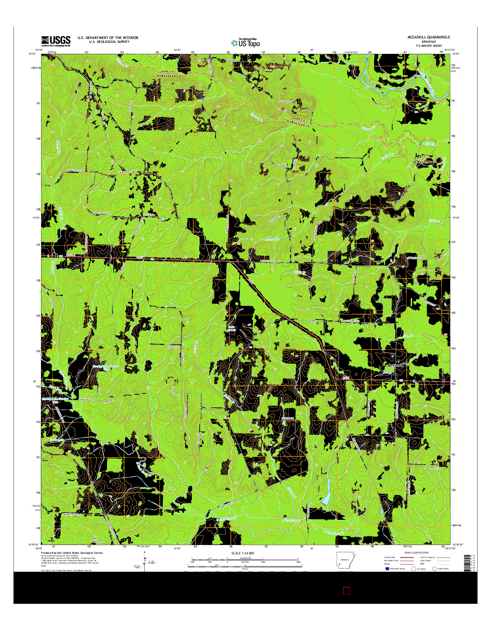 USGS US TOPO 7.5-MINUTE MAP FOR MCCASKILL, AR 2014