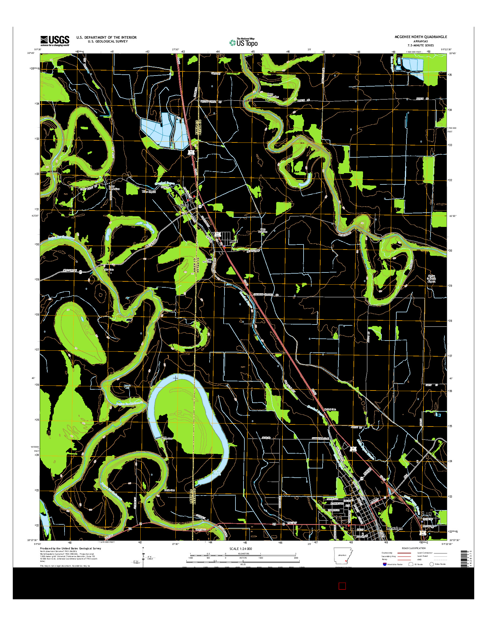 USGS US TOPO 7.5-MINUTE MAP FOR MCGEHEE NORTH, AR 2014