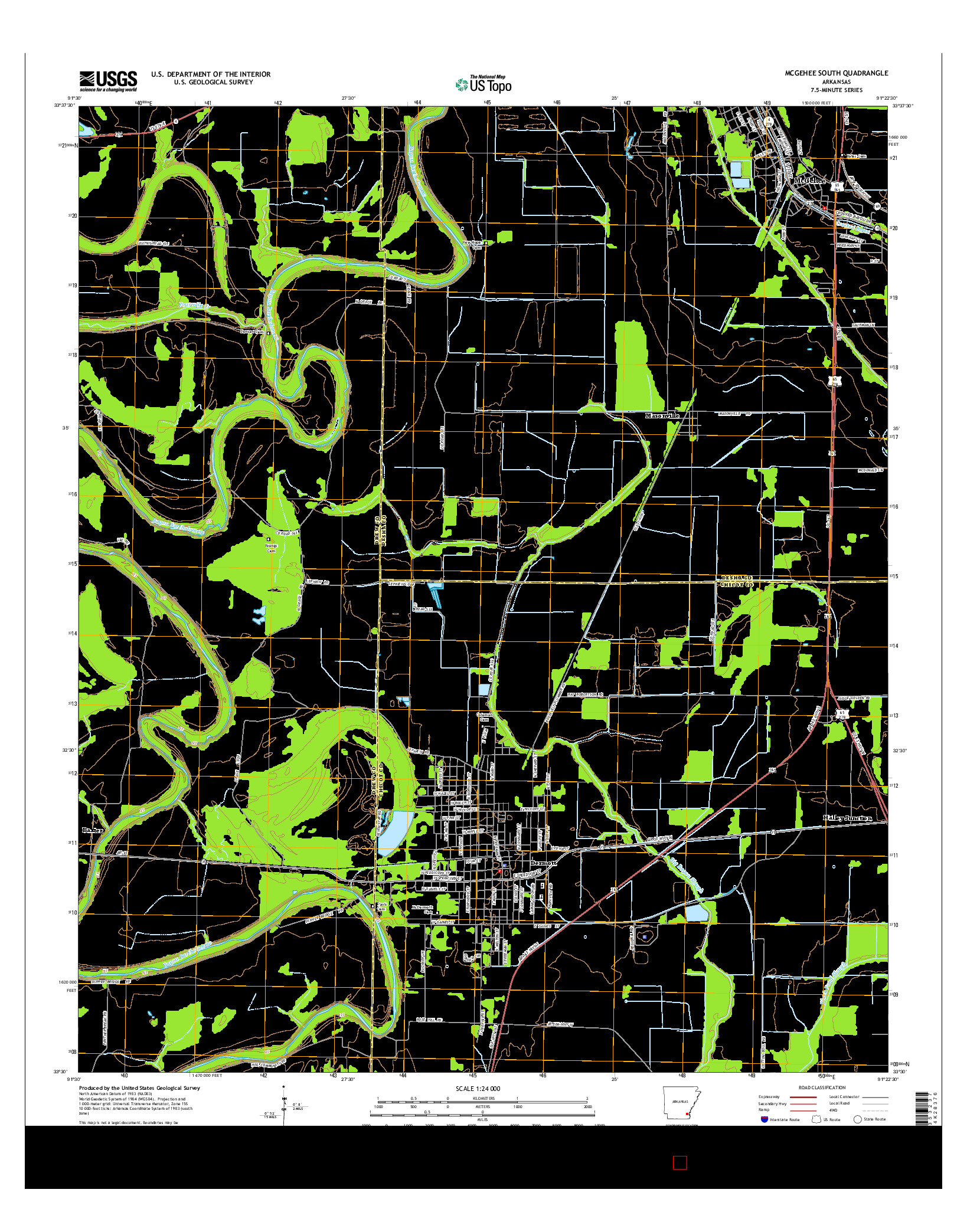 USGS US TOPO 7.5-MINUTE MAP FOR MCGEHEE SOUTH, AR 2014