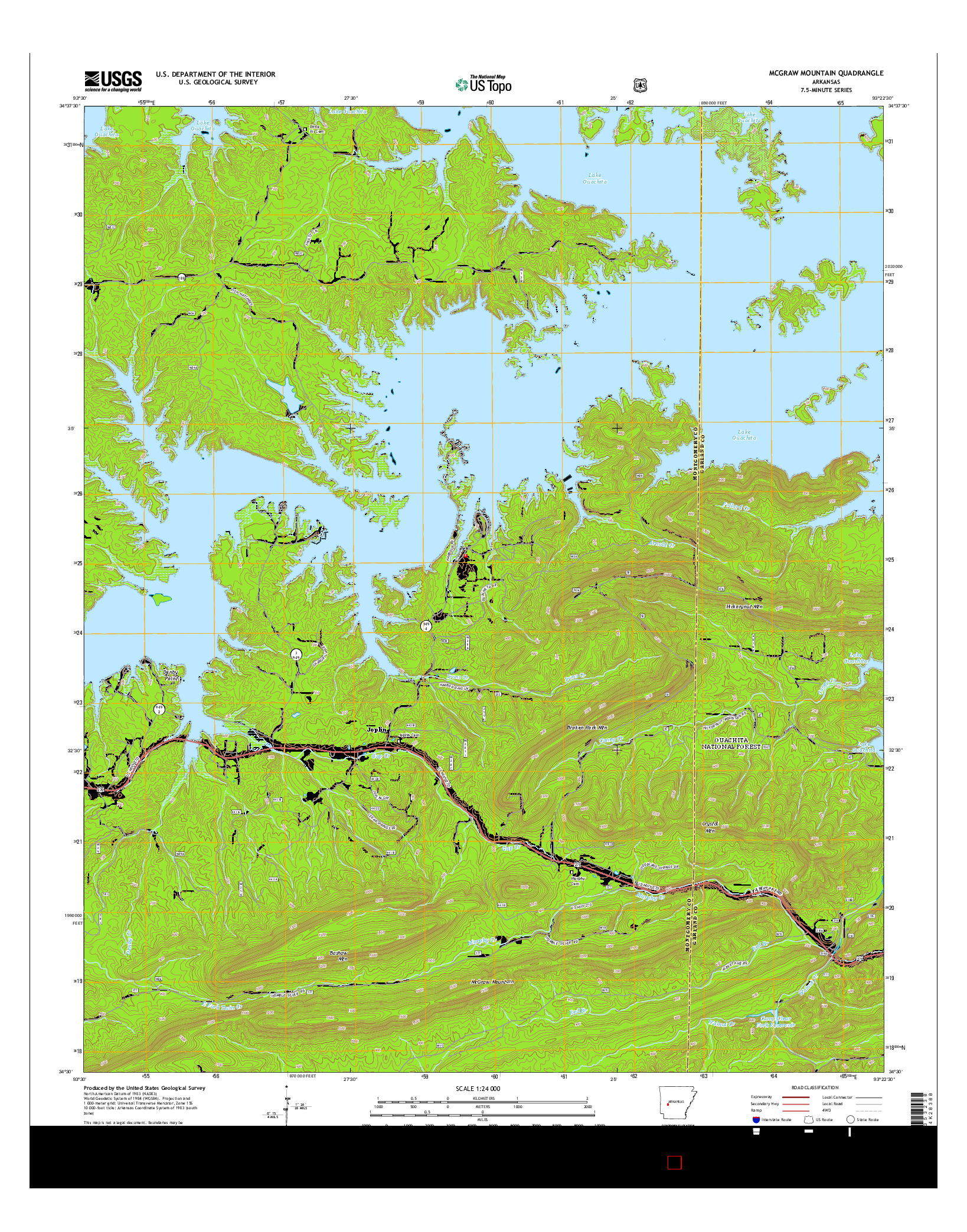 USGS US TOPO 7.5-MINUTE MAP FOR MCGRAW MOUNTAIN, AR 2014