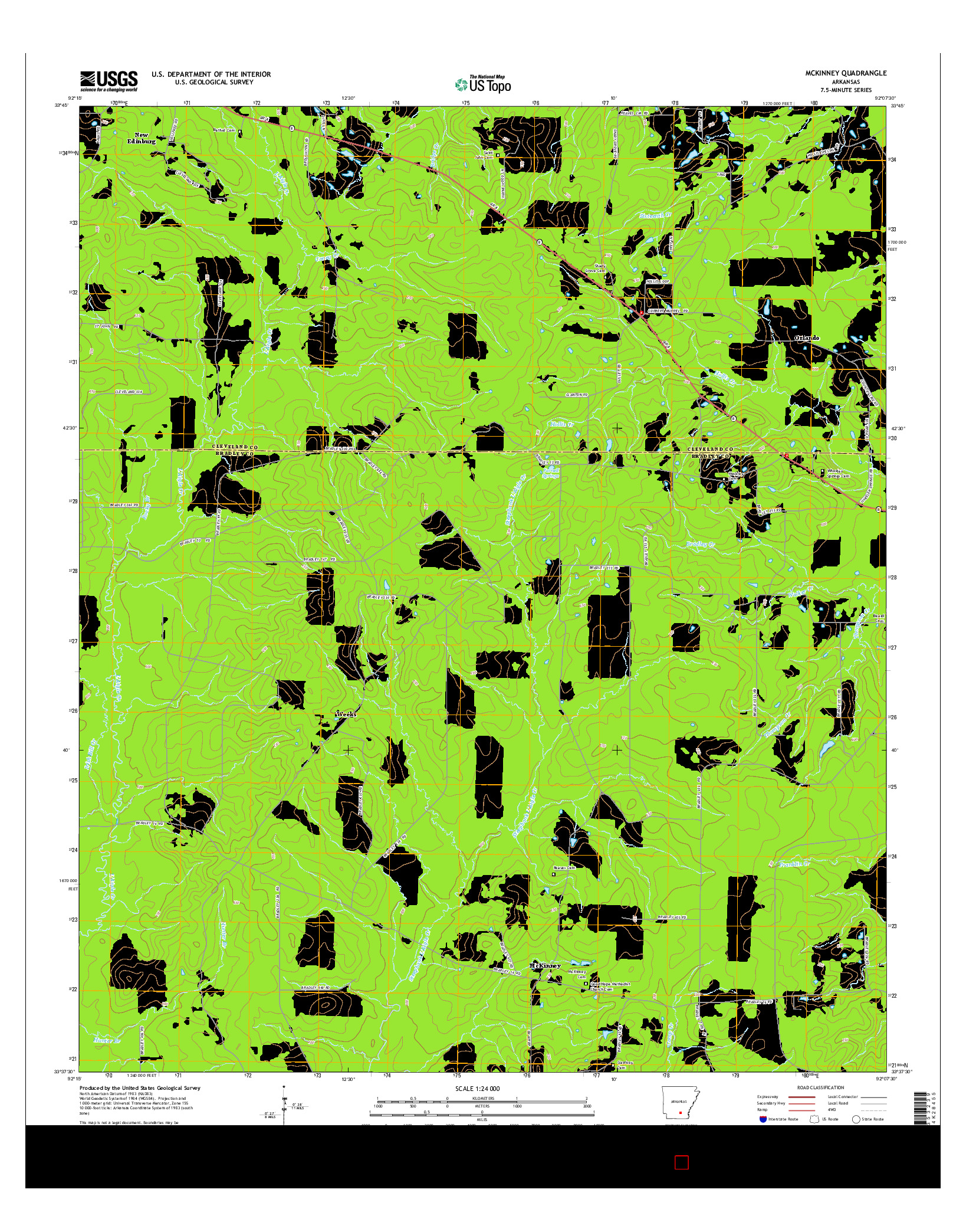 USGS US TOPO 7.5-MINUTE MAP FOR MCKINNEY, AR 2014