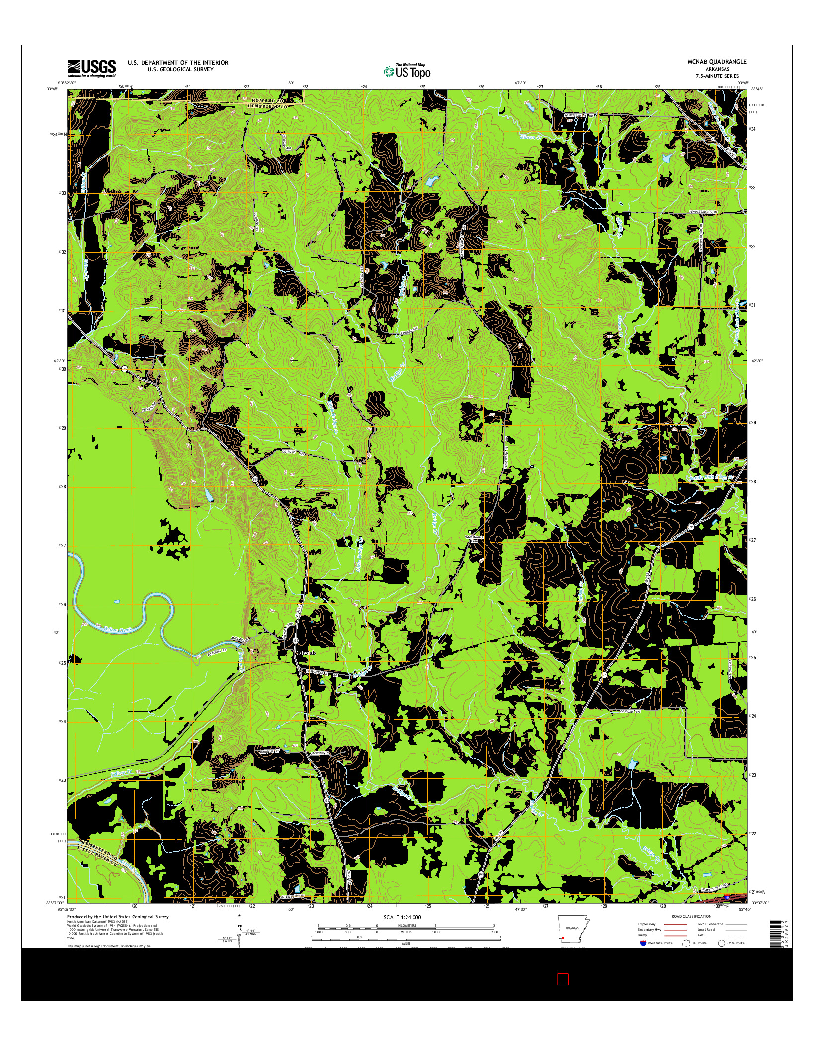 USGS US TOPO 7.5-MINUTE MAP FOR MCNAB, AR 2014