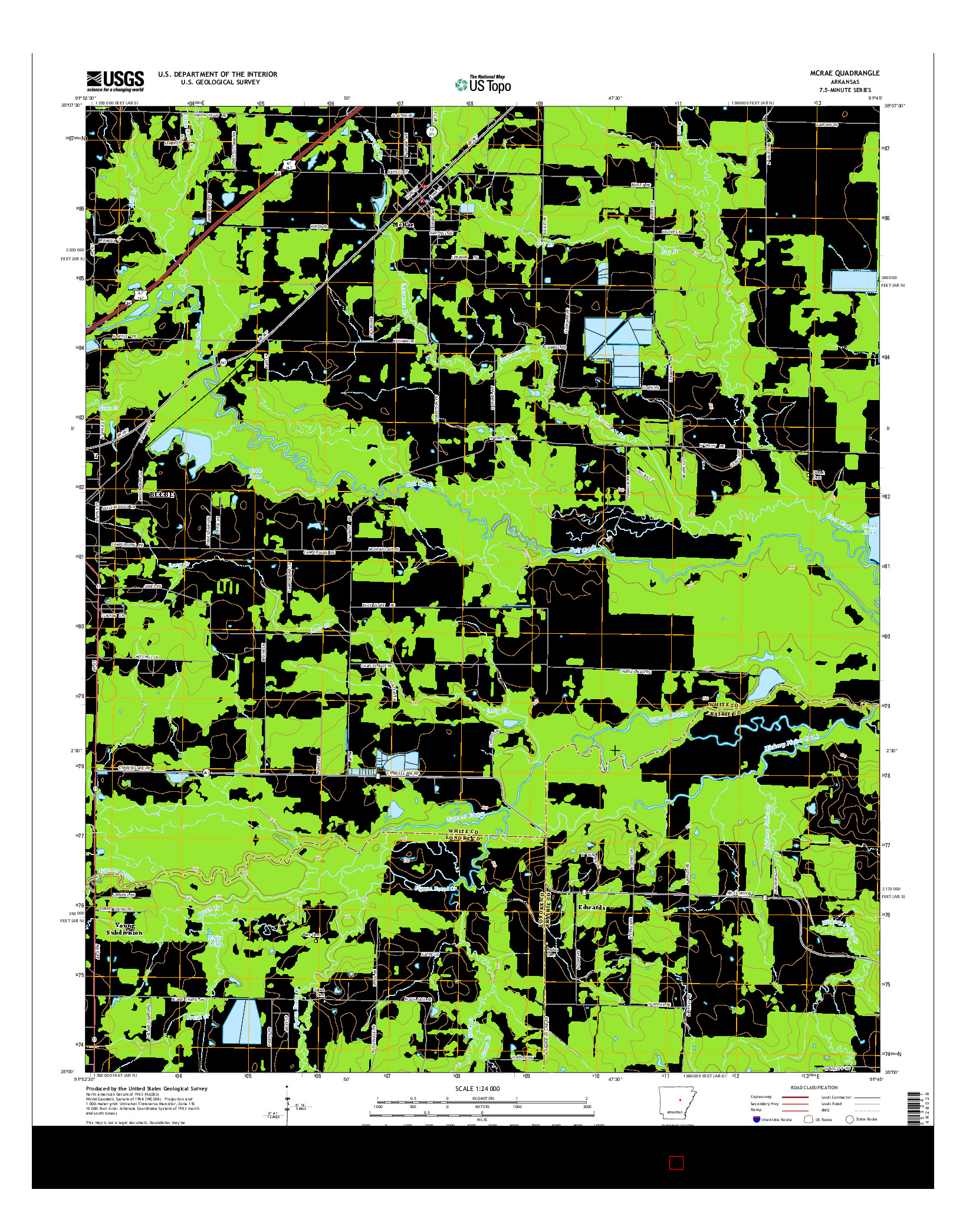 USGS US TOPO 7.5-MINUTE MAP FOR MCRAE, AR 2014