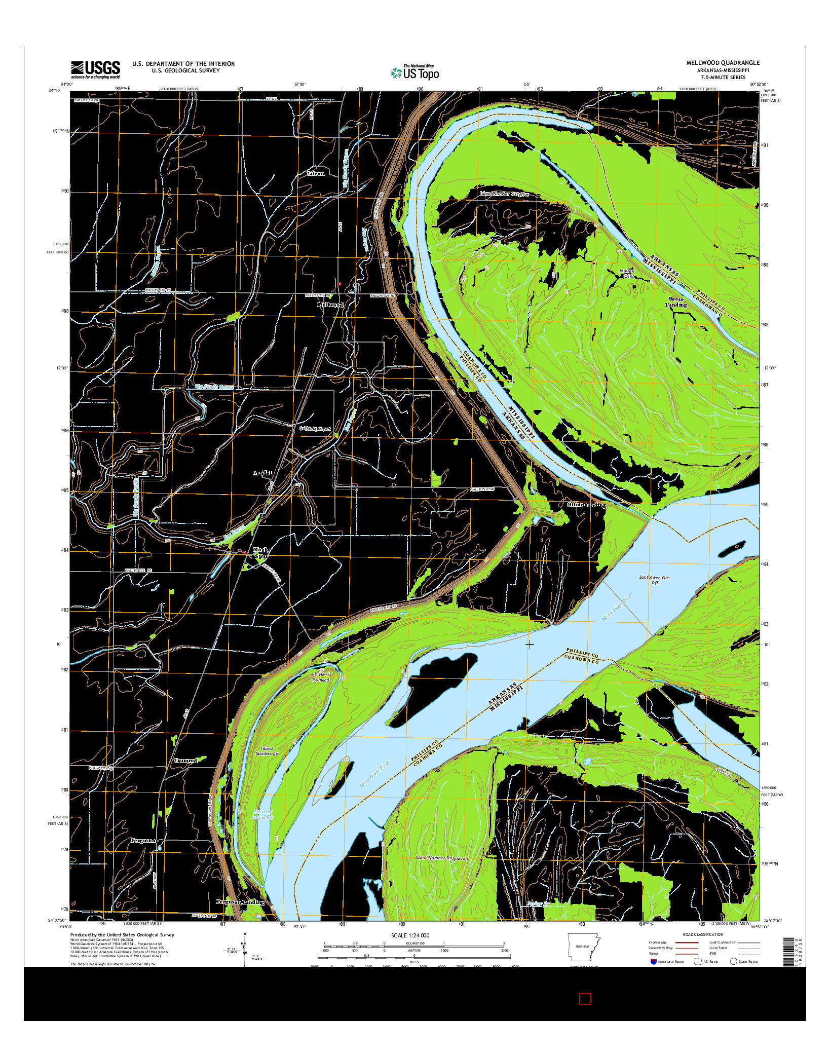 USGS US TOPO 7.5-MINUTE MAP FOR MELLWOOD, AR-MS 2014