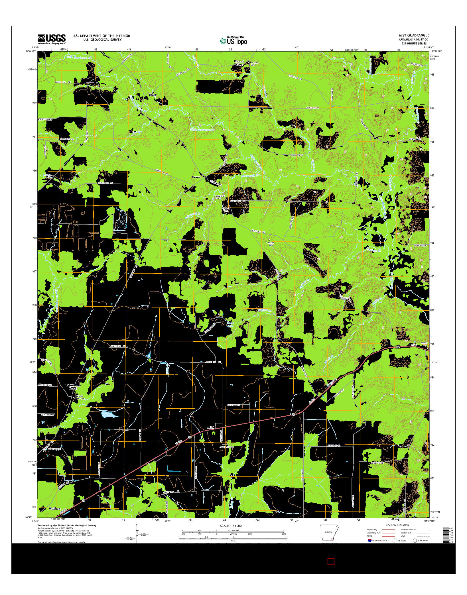 USGS US TOPO 7.5-MINUTE MAP FOR MIST, AR 2014