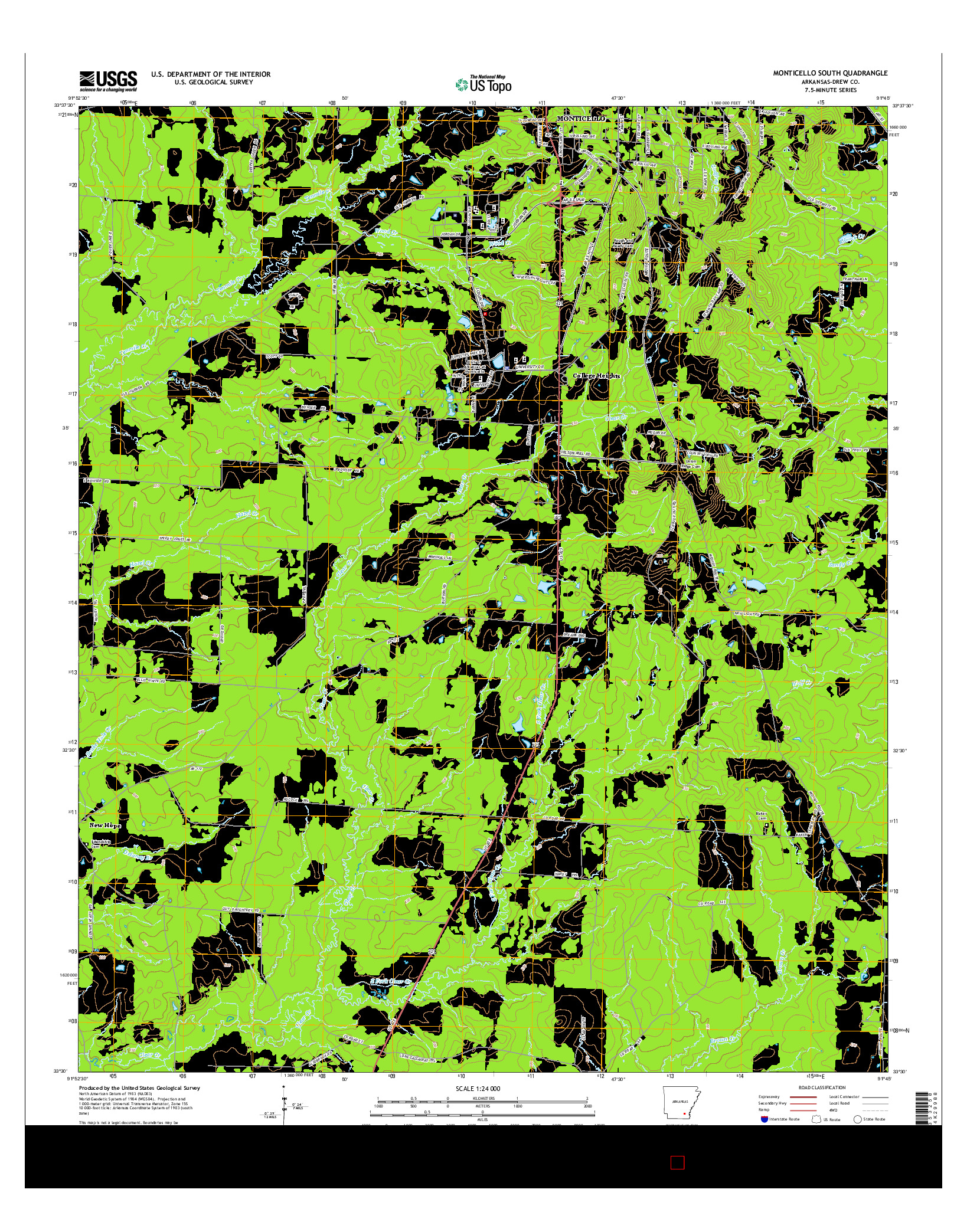 USGS US TOPO 7.5-MINUTE MAP FOR MONTICELLO SOUTH, AR 2014