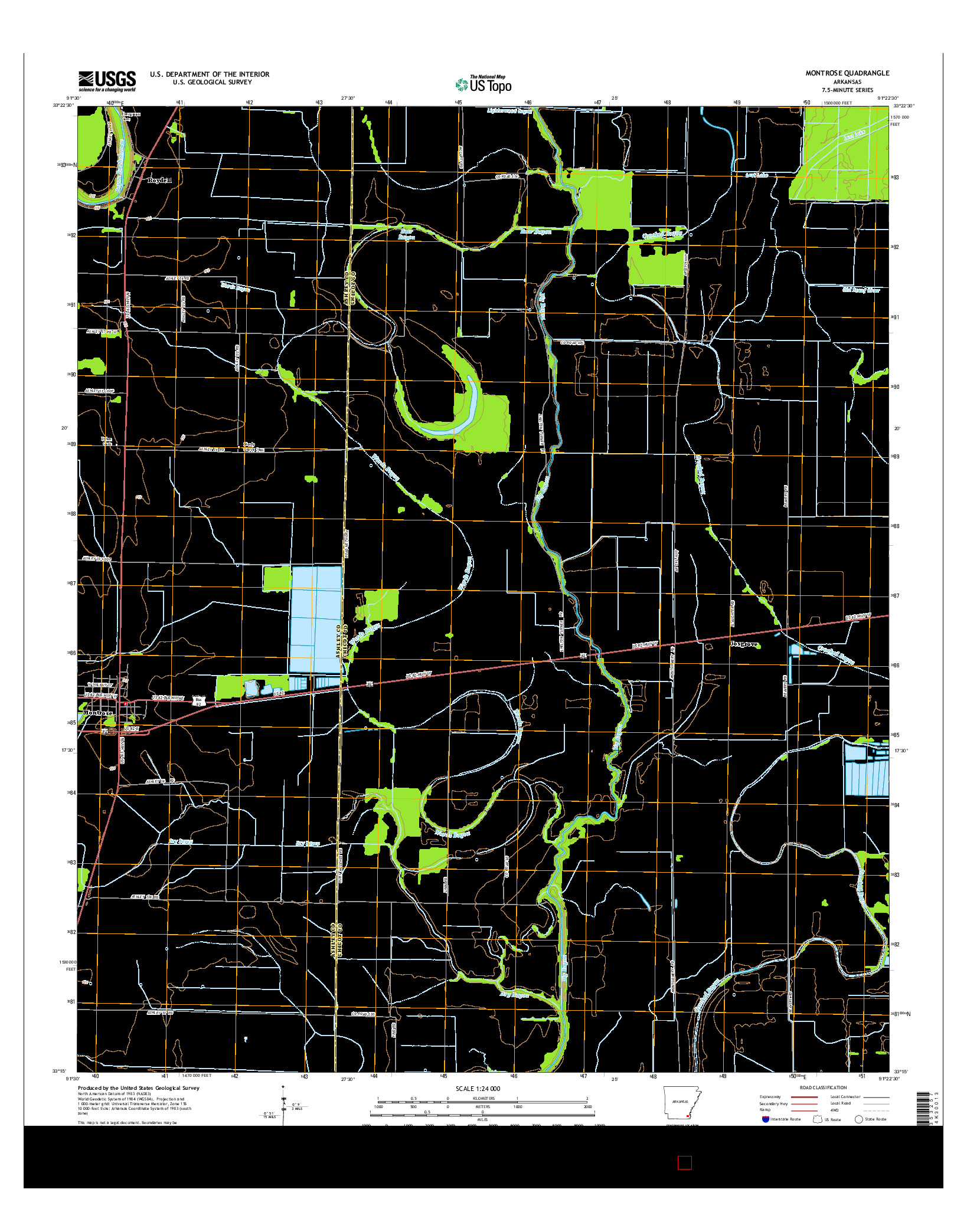 USGS US TOPO 7.5-MINUTE MAP FOR MONTROSE, AR 2014