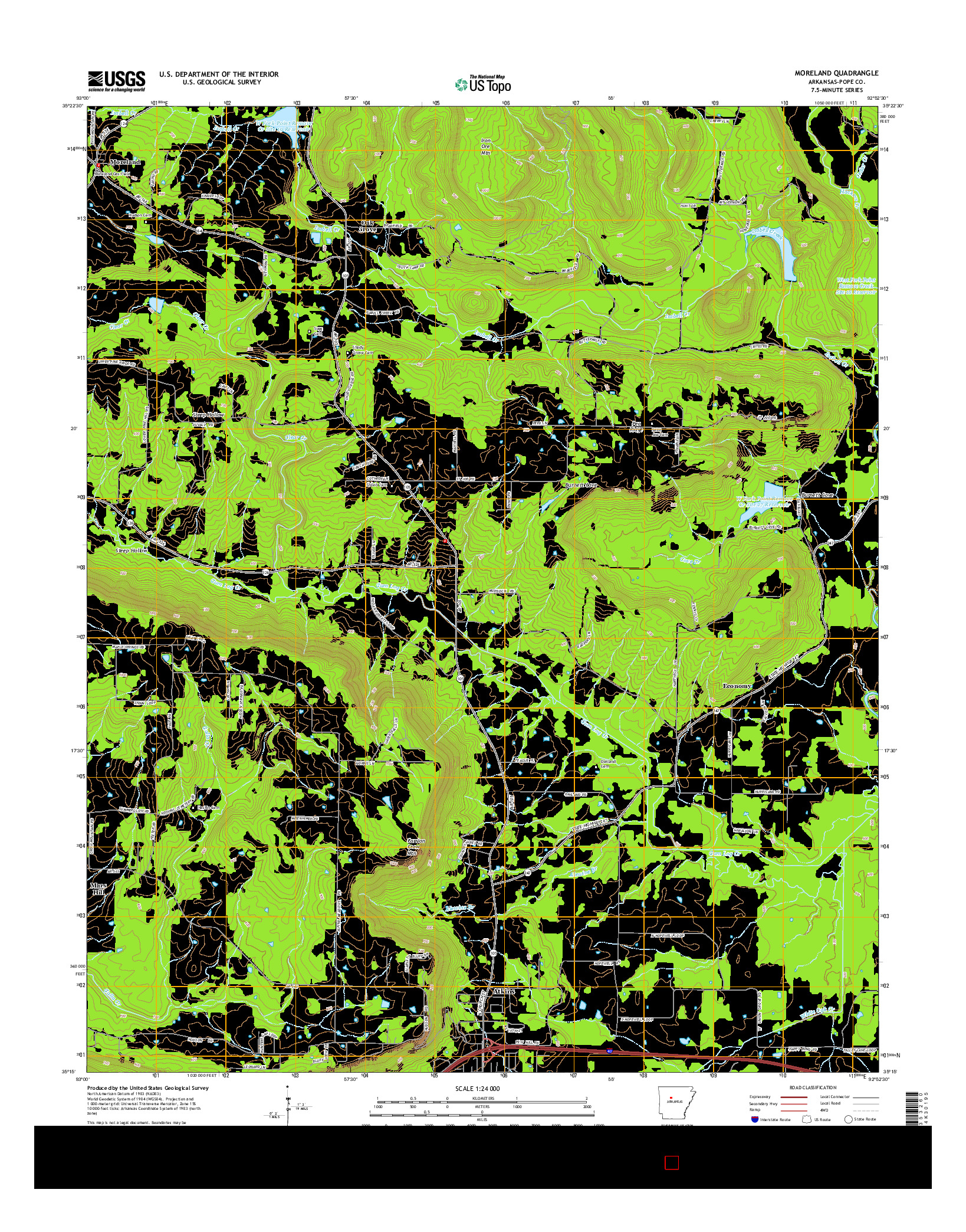 USGS US TOPO 7.5-MINUTE MAP FOR MORELAND, AR 2014