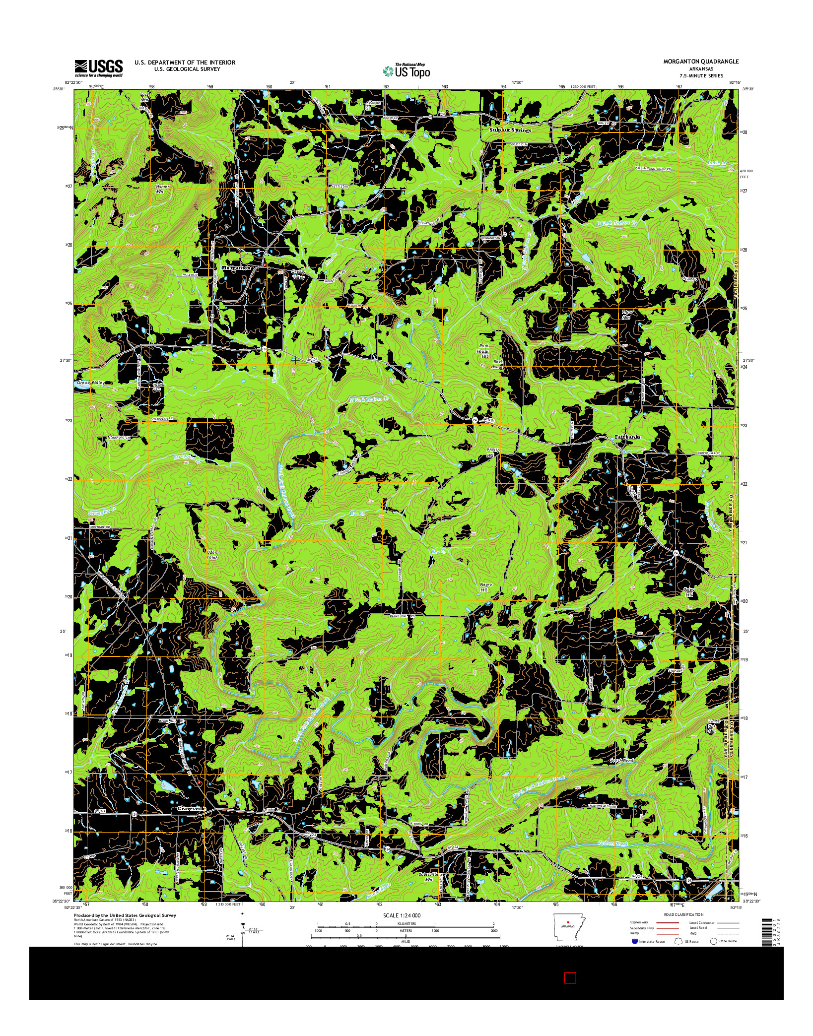 USGS US TOPO 7.5-MINUTE MAP FOR MORGANTON, AR 2014