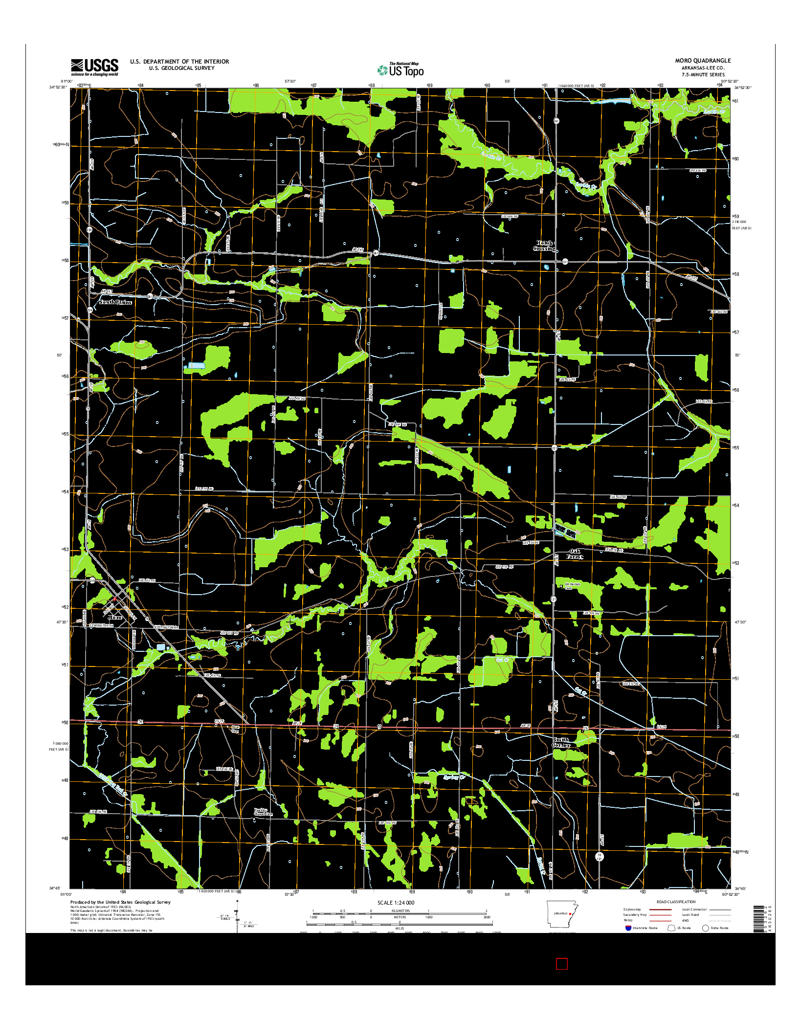 USGS US TOPO 7.5-MINUTE MAP FOR MORO, AR 2014