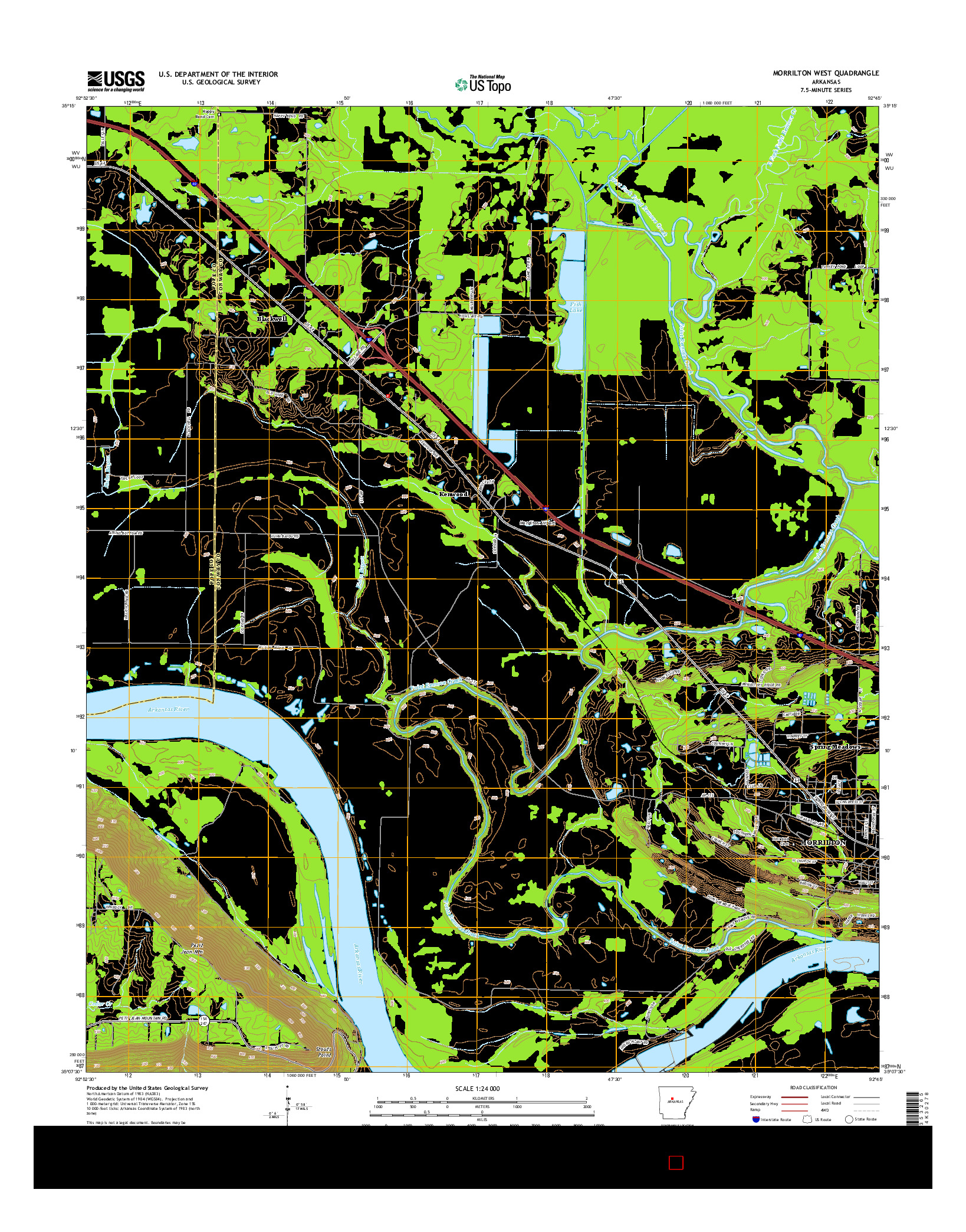 USGS US TOPO 7.5-MINUTE MAP FOR MORRILTON WEST, AR 2014