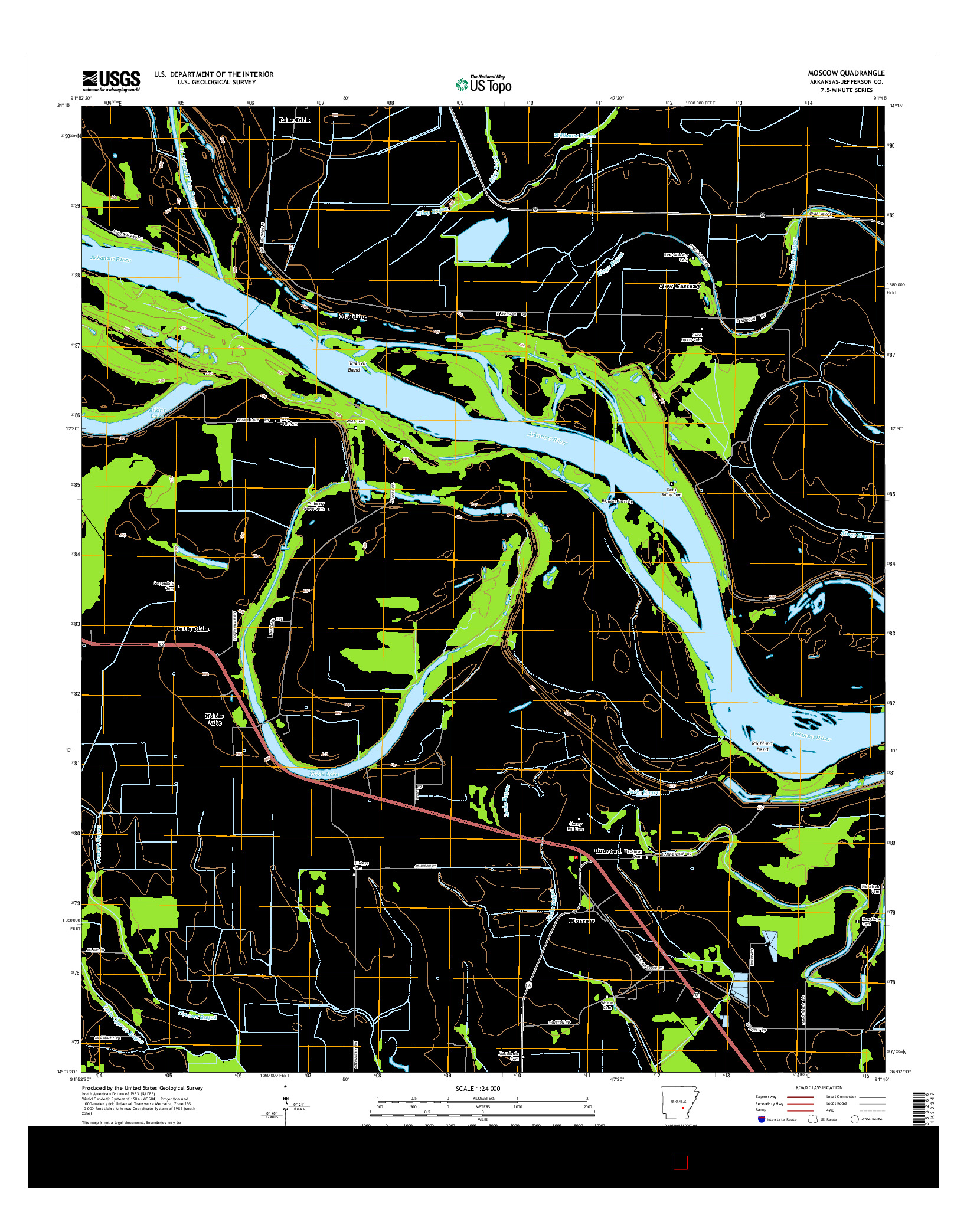 USGS US TOPO 7.5-MINUTE MAP FOR MOSCOW, AR 2014