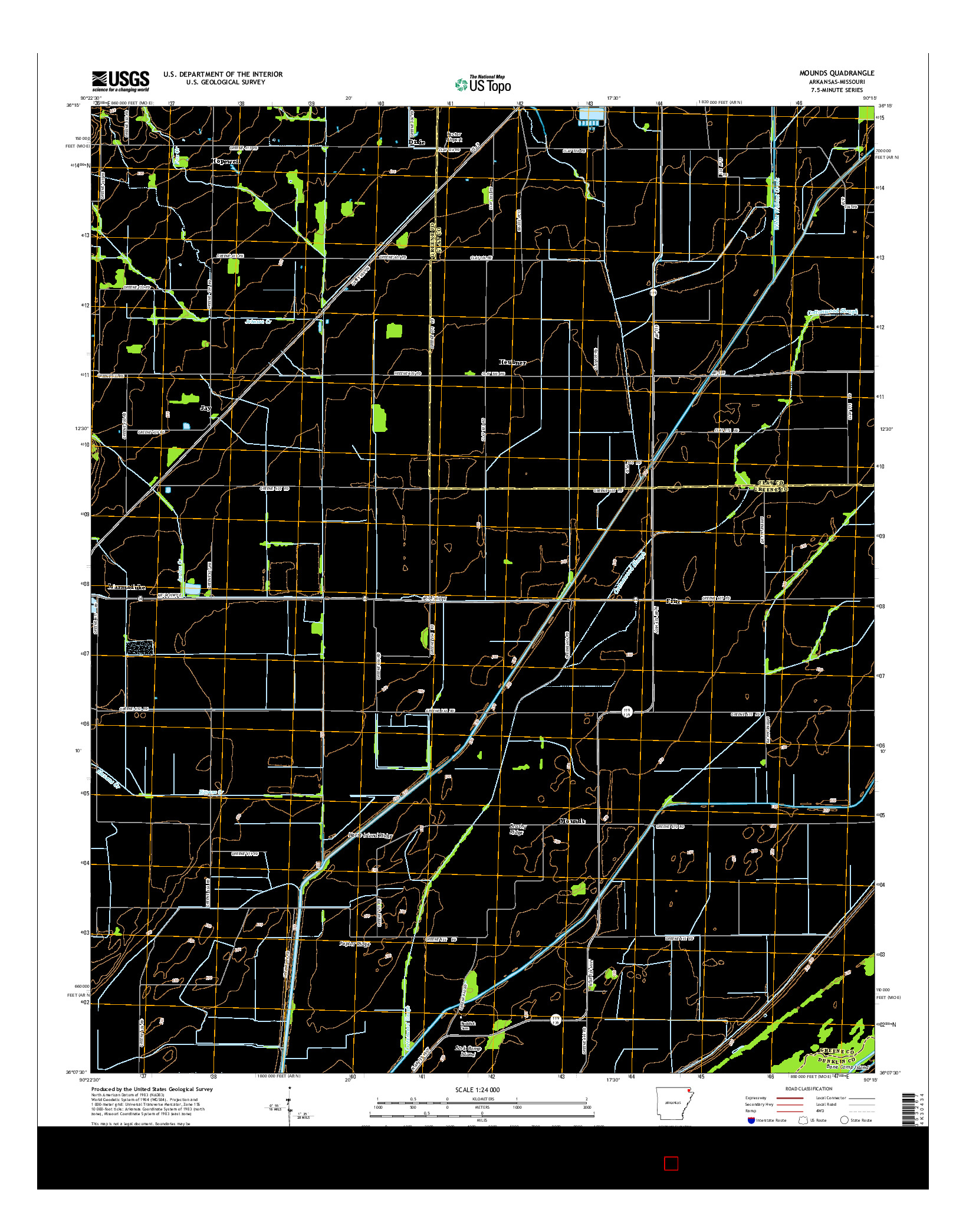USGS US TOPO 7.5-MINUTE MAP FOR MOUNDS, AR-MO 2014