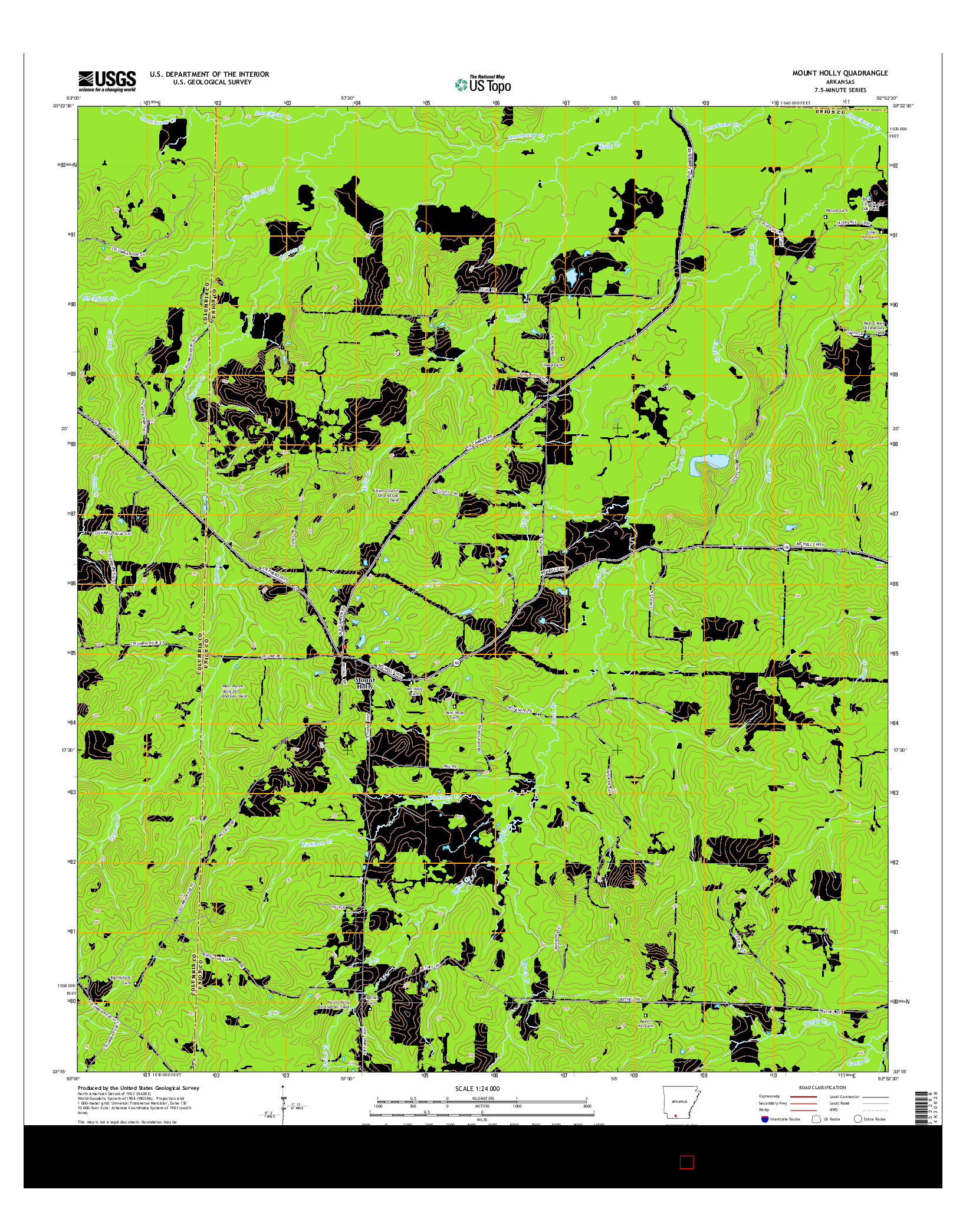 USGS US TOPO 7.5-MINUTE MAP FOR MOUNT HOLLY, AR 2014