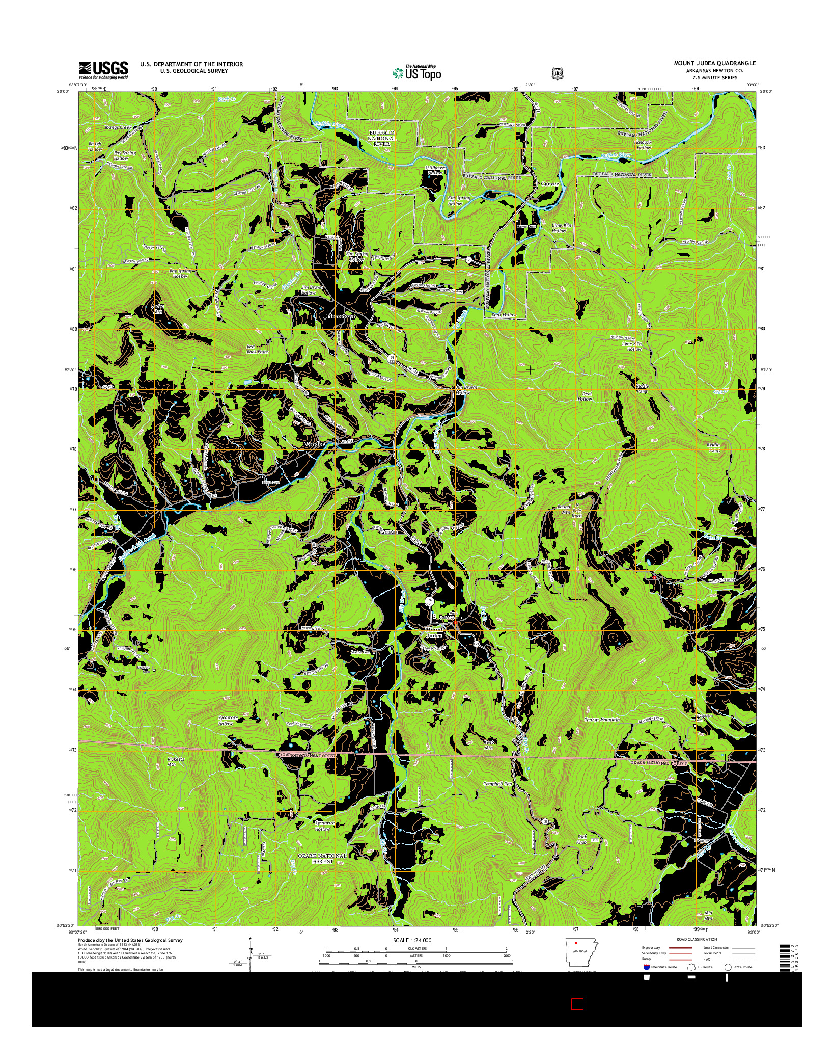 USGS US TOPO 7.5-MINUTE MAP FOR MOUNT JUDEA, AR 2014