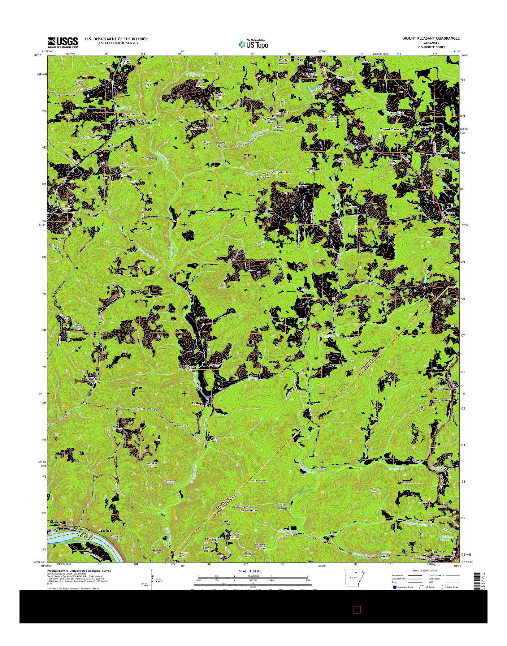 USGS US TOPO 7.5-MINUTE MAP FOR MOUNT PLEASANT, AR 2014