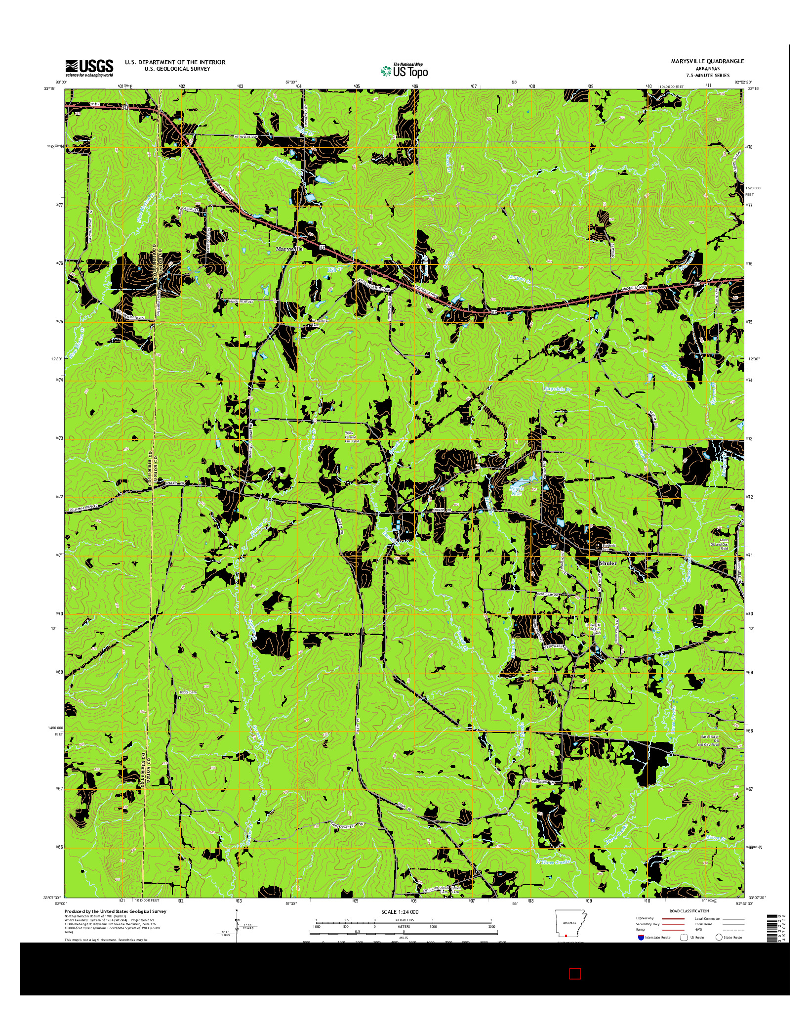 USGS US TOPO 7.5-MINUTE MAP FOR MARYSVILLE, AR 2014