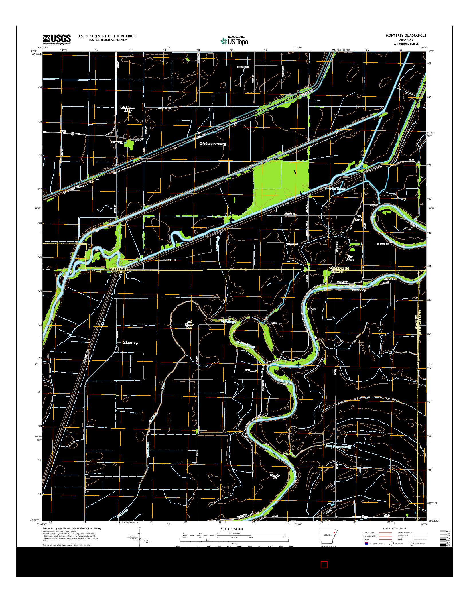 USGS US TOPO 7.5-MINUTE MAP FOR MONTEREY, AR 2014
