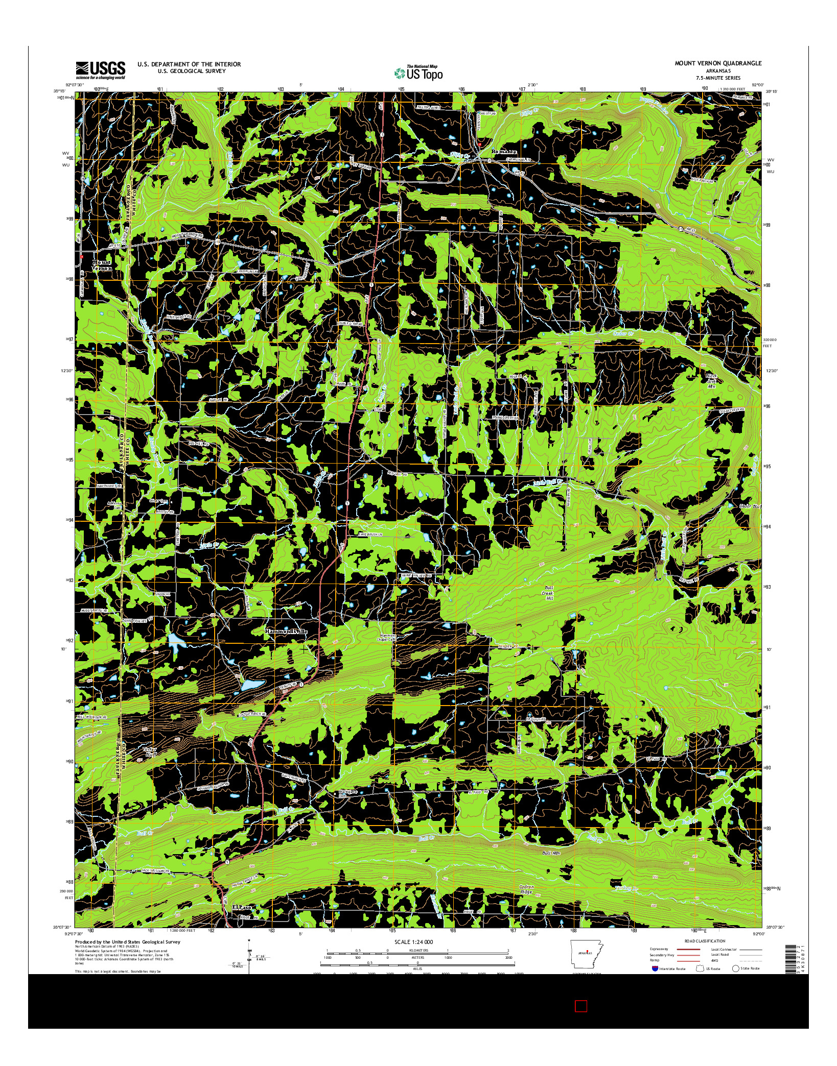 USGS US TOPO 7.5-MINUTE MAP FOR MOUNT VERNON, AR 2014