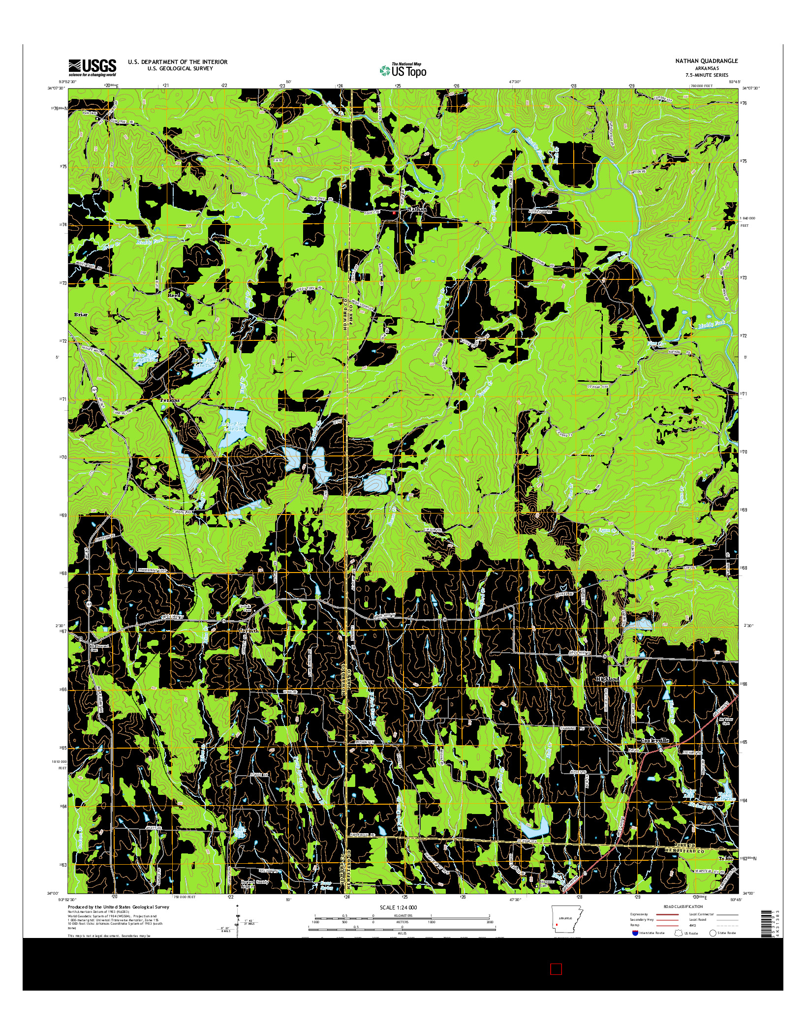 USGS US TOPO 7.5-MINUTE MAP FOR NATHAN, AR 2014