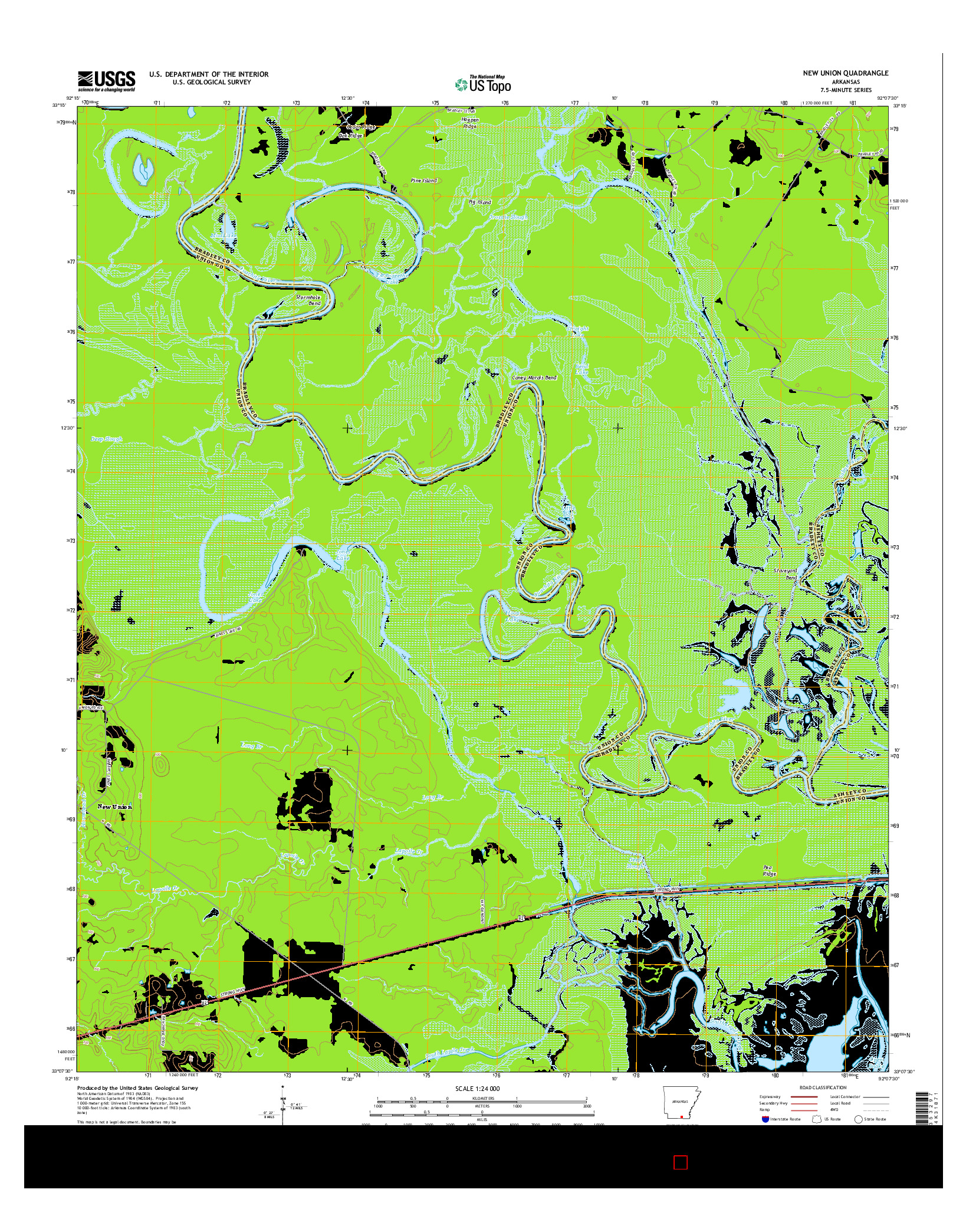 USGS US TOPO 7.5-MINUTE MAP FOR NEW UNION, AR 2014