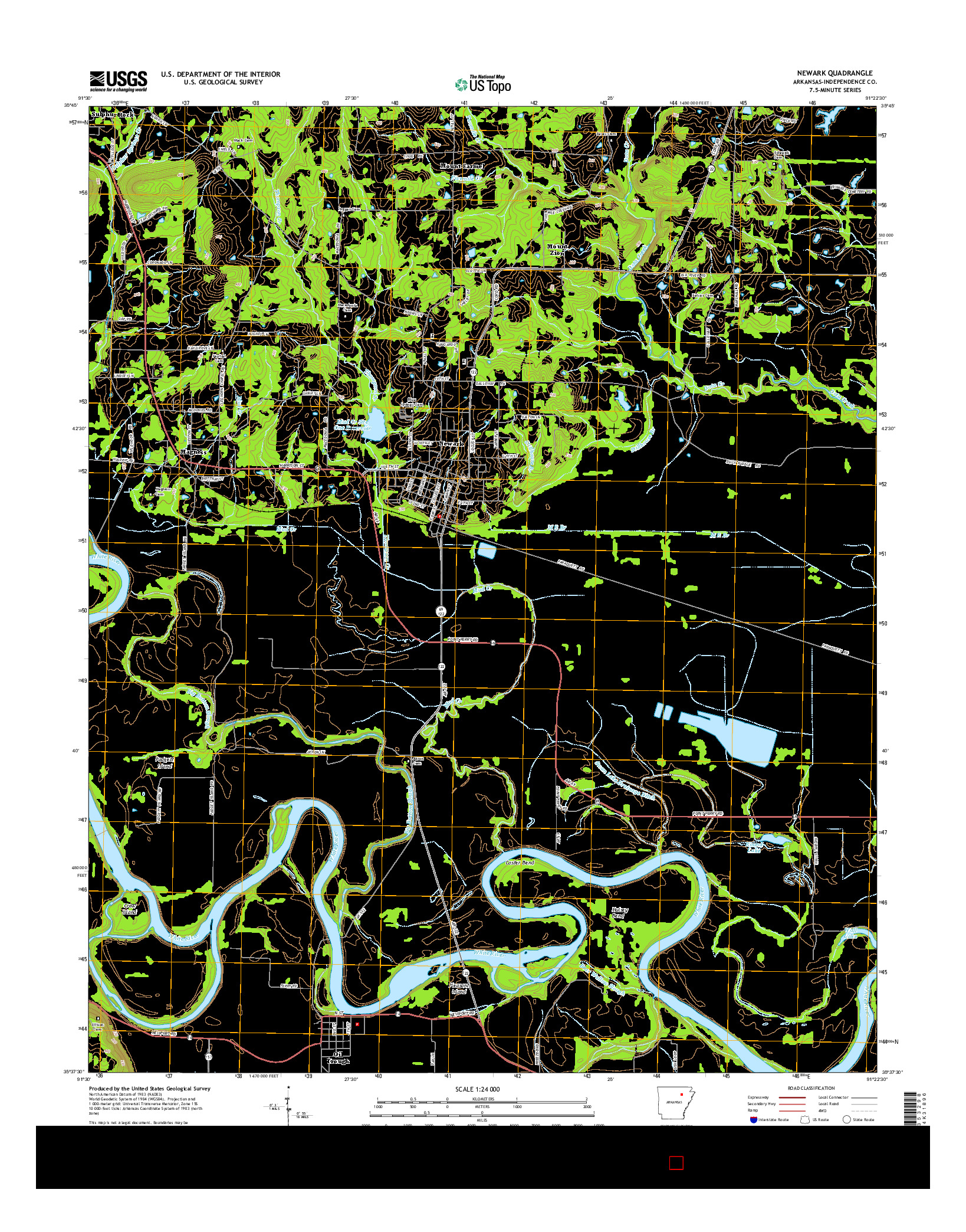 USGS US TOPO 7.5-MINUTE MAP FOR NEWARK, AR 2014