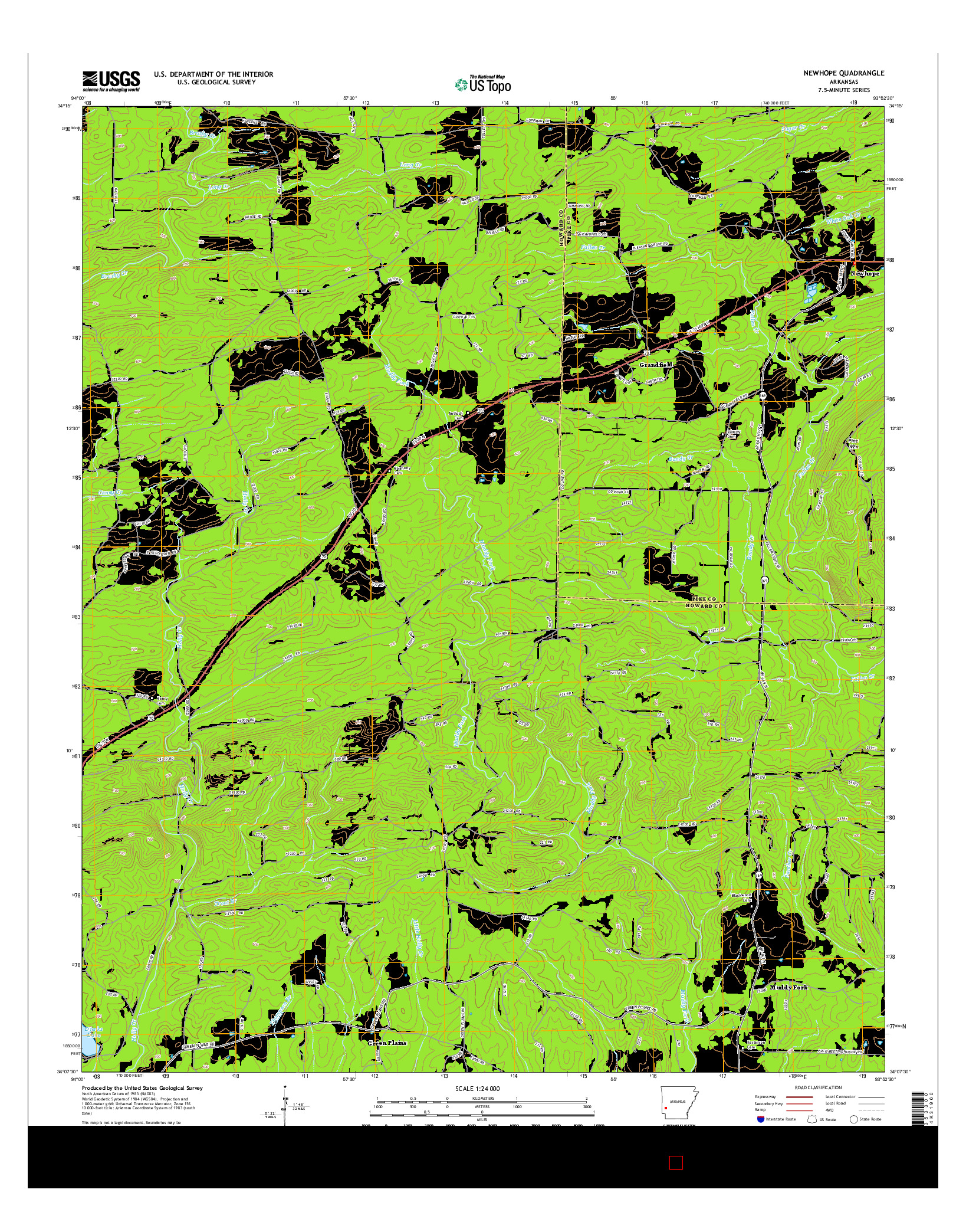 USGS US TOPO 7.5-MINUTE MAP FOR NEWHOPE, AR 2014