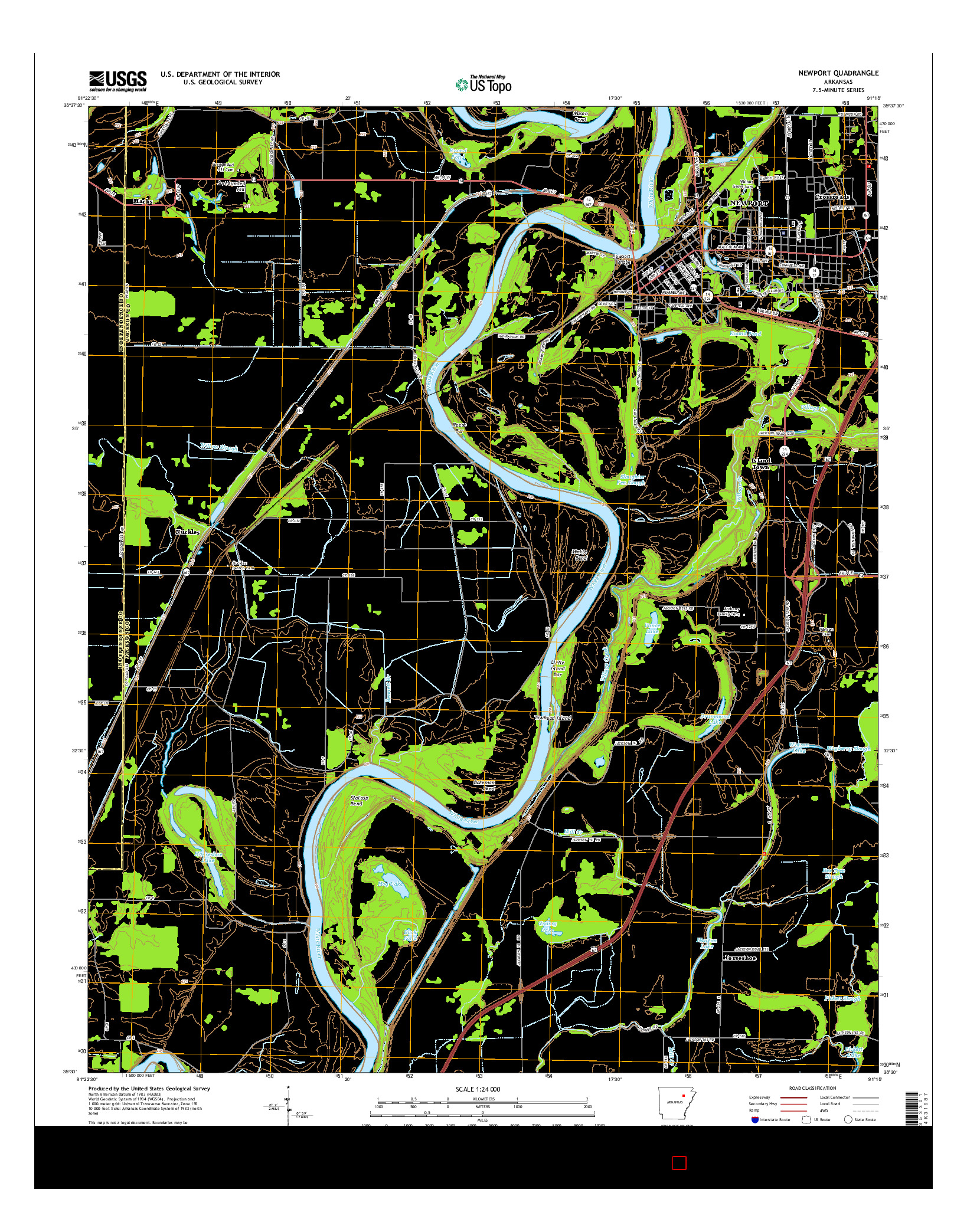 USGS US TOPO 7.5-MINUTE MAP FOR NEWPORT, AR 2014