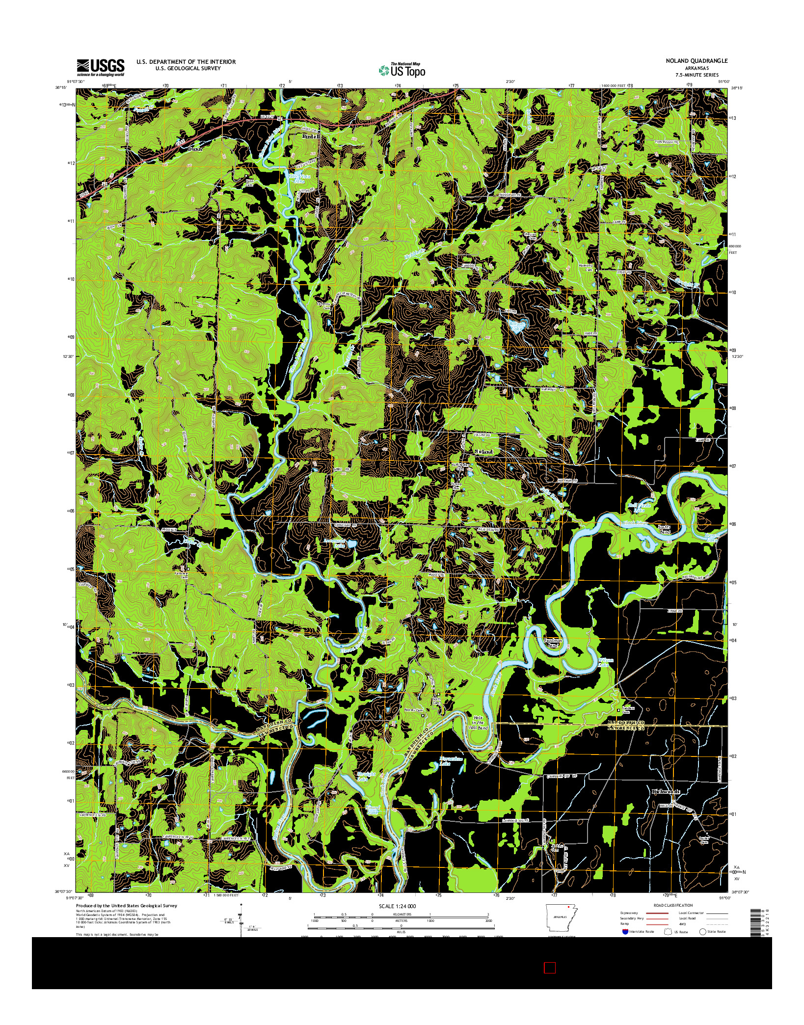 USGS US TOPO 7.5-MINUTE MAP FOR NOLAND, AR 2014