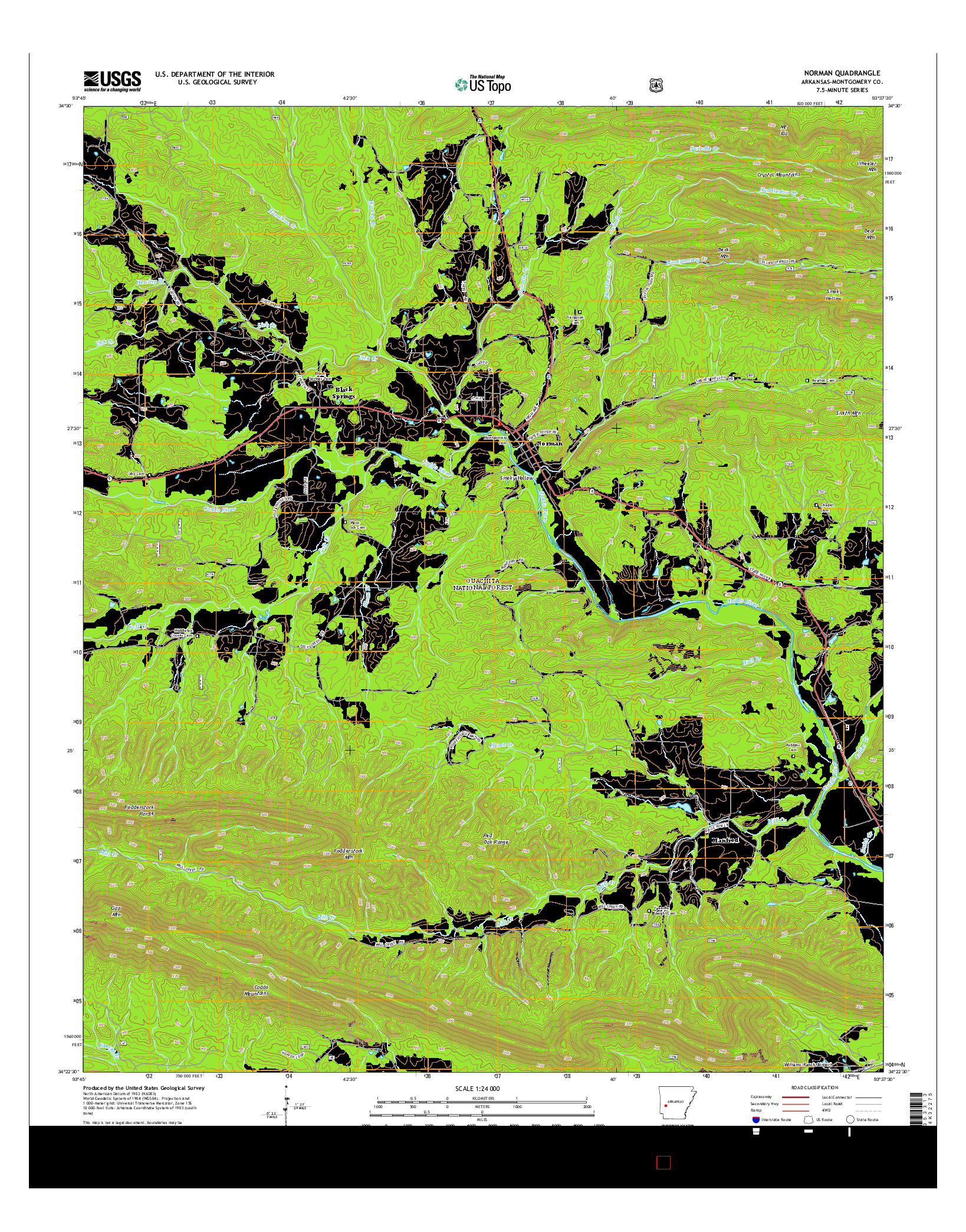 USGS US TOPO 7.5-MINUTE MAP FOR NORMAN, AR 2014