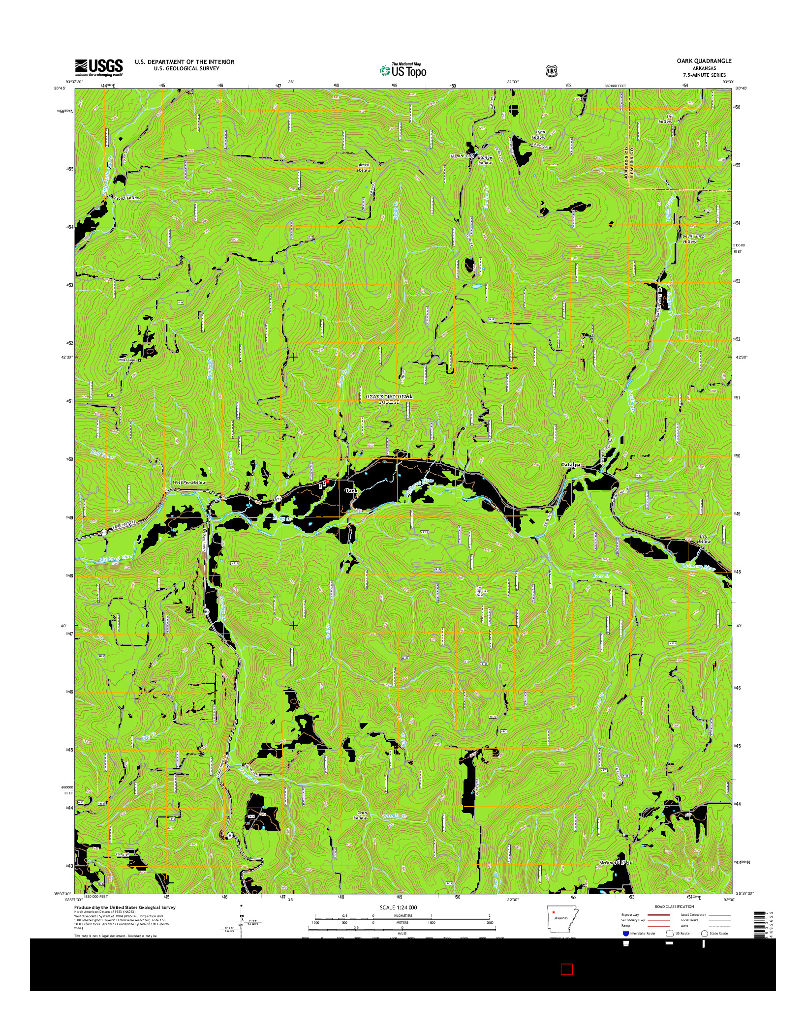 USGS US TOPO 7.5-MINUTE MAP FOR OARK, AR 2014