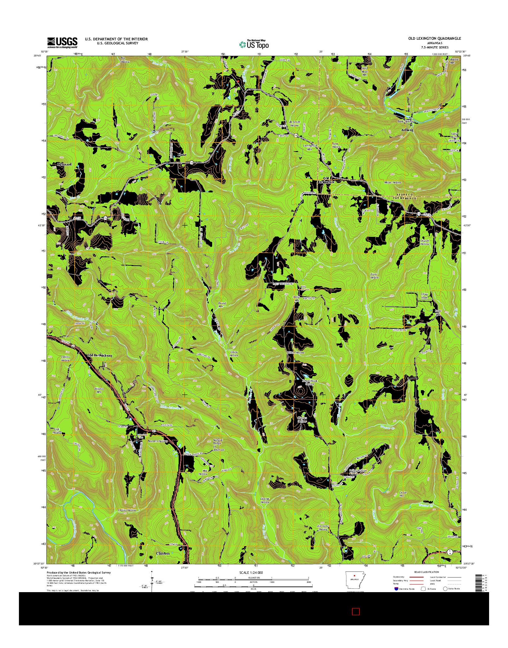 USGS US TOPO 7.5-MINUTE MAP FOR OLD LEXINGTON, AR 2014