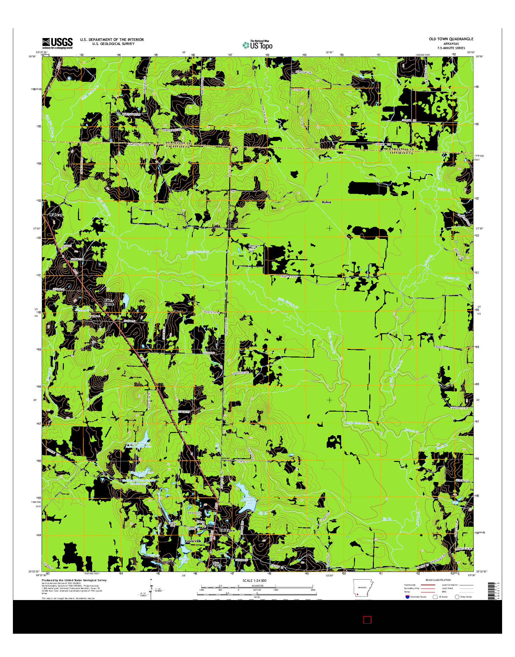 USGS US TOPO 7.5-MINUTE MAP FOR OLD TOWN, AR 2014