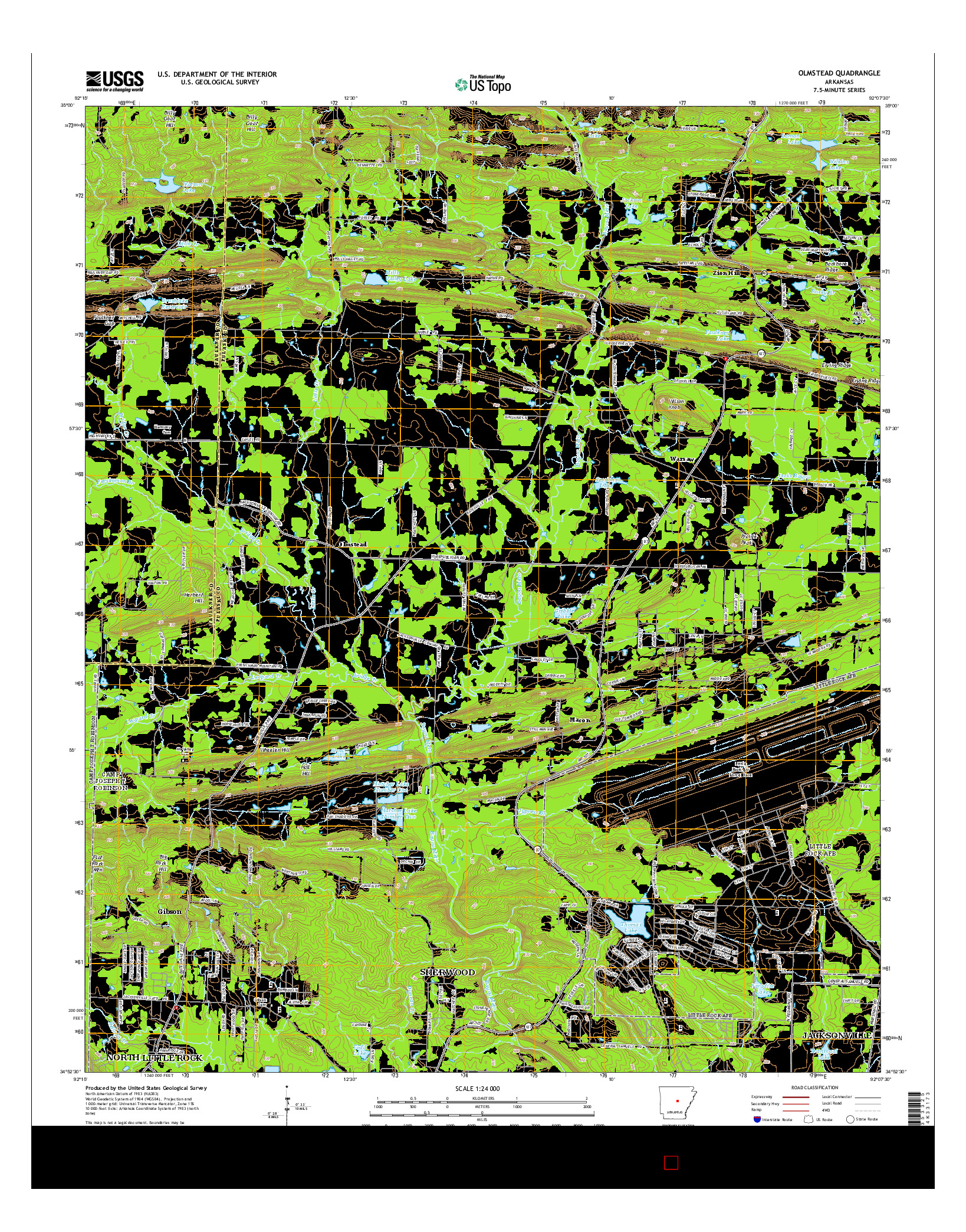 USGS US TOPO 7.5-MINUTE MAP FOR OLMSTEAD, AR 2014