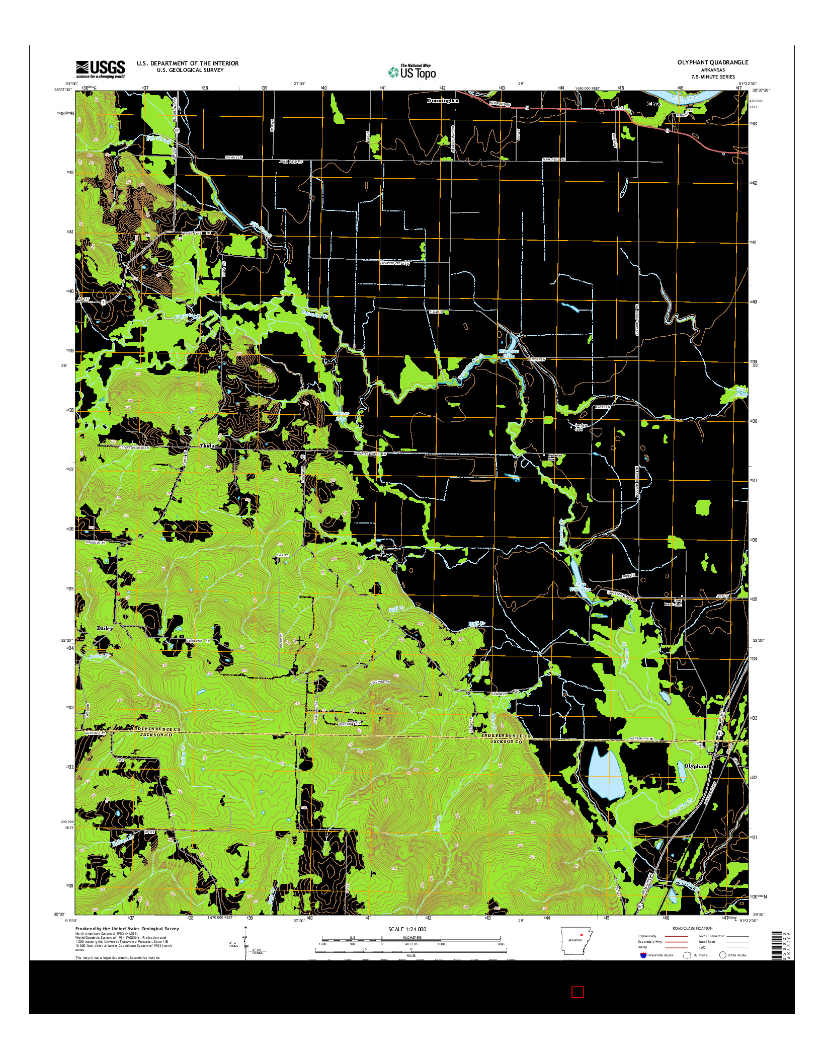 USGS US TOPO 7.5-MINUTE MAP FOR OLYPHANT, AR 2014