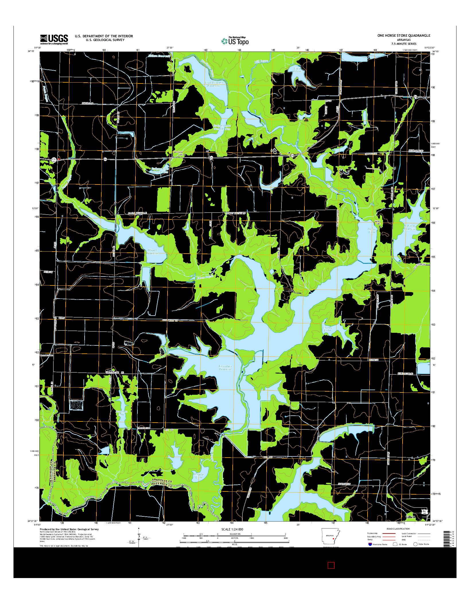 USGS US TOPO 7.5-MINUTE MAP FOR ONE HORSE STORE, AR 2014