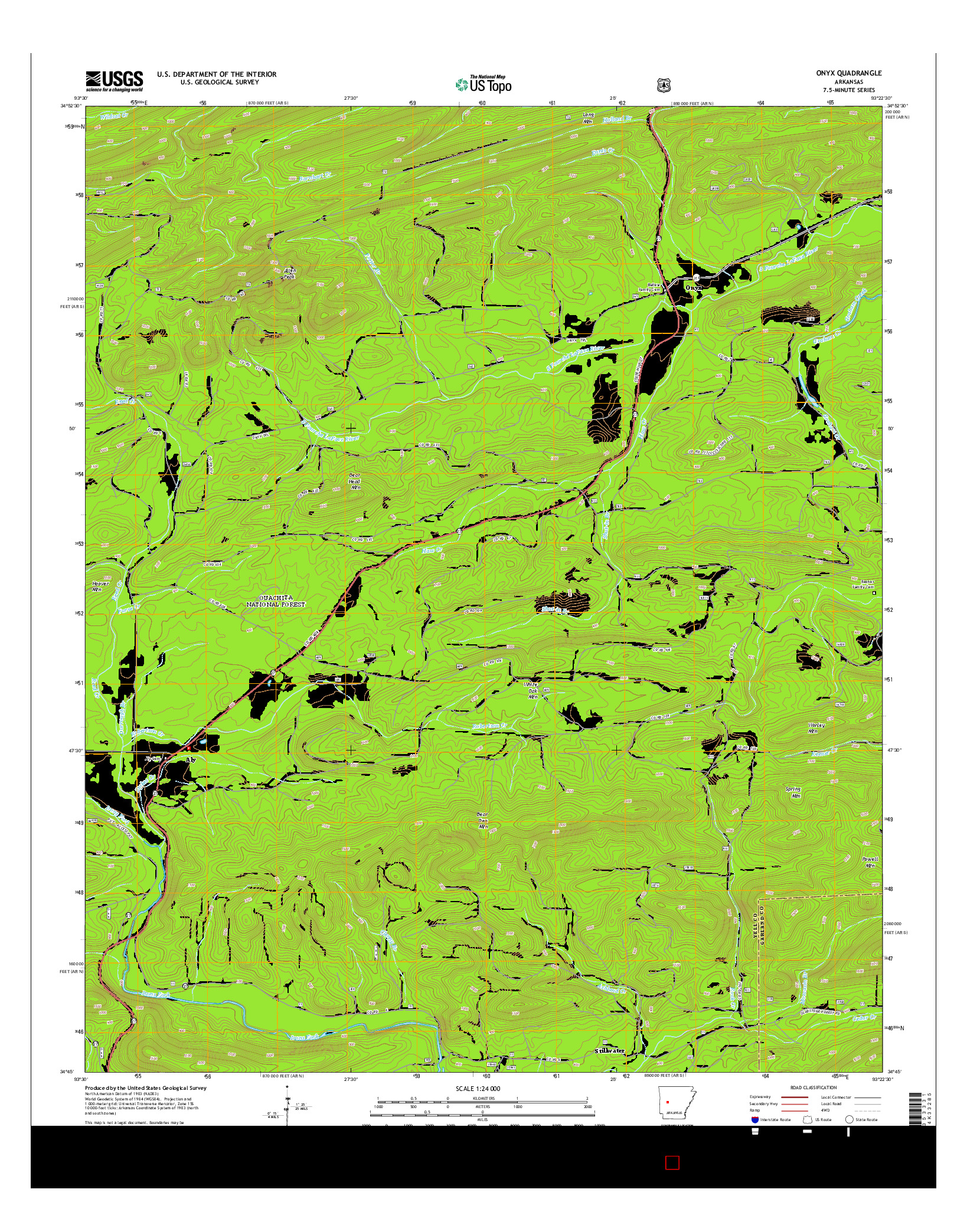 USGS US TOPO 7.5-MINUTE MAP FOR ONYX, AR 2014