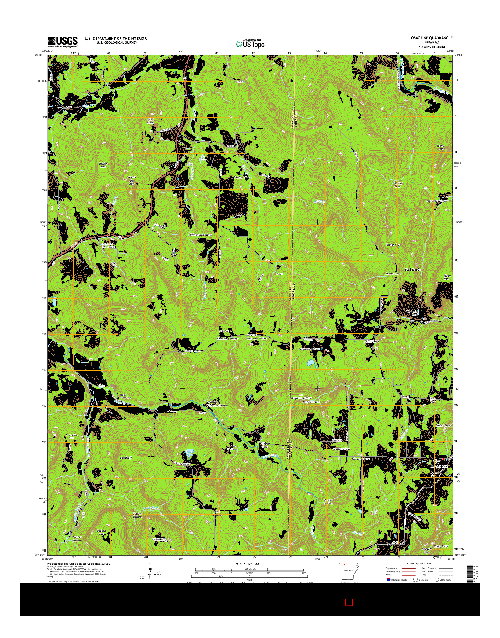 USGS US TOPO 7.5-MINUTE MAP FOR OSAGE NE, AR 2014