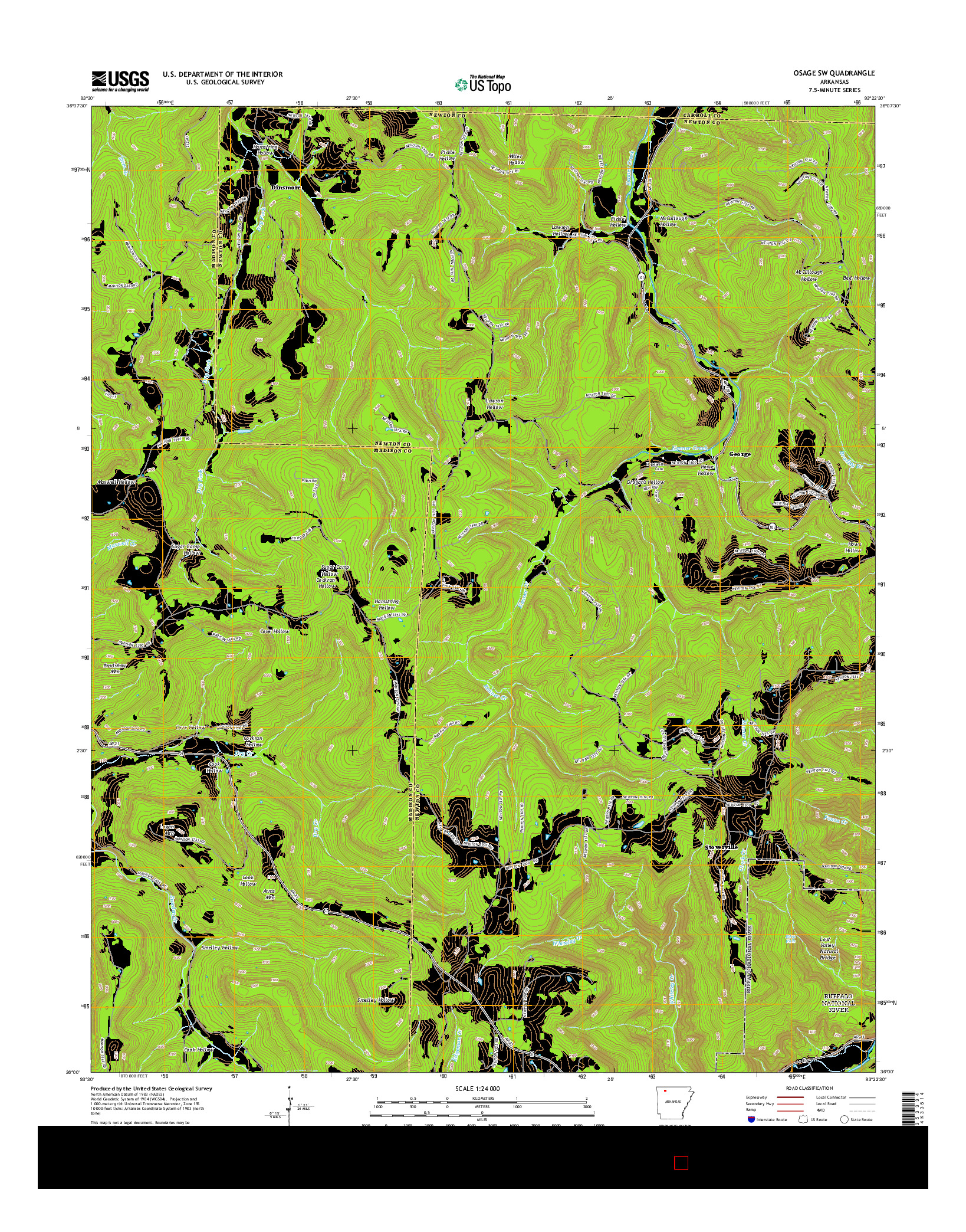 USGS US TOPO 7.5-MINUTE MAP FOR OSAGE SW, AR 2014