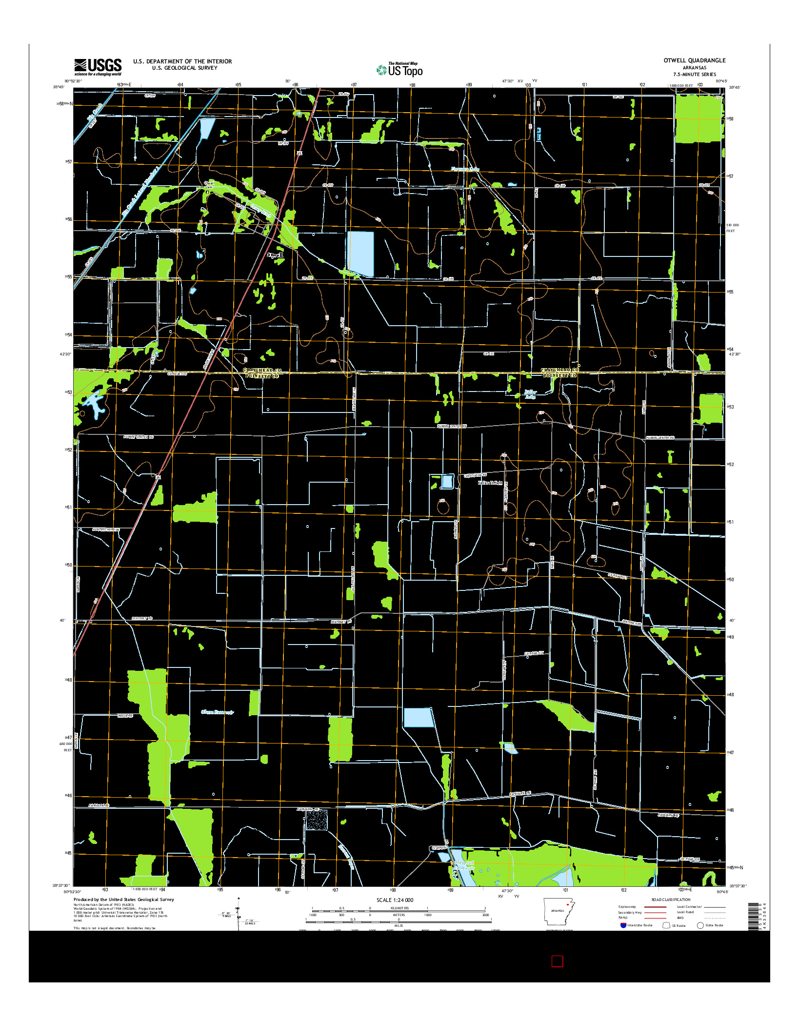 USGS US TOPO 7.5-MINUTE MAP FOR OTWELL, AR 2014