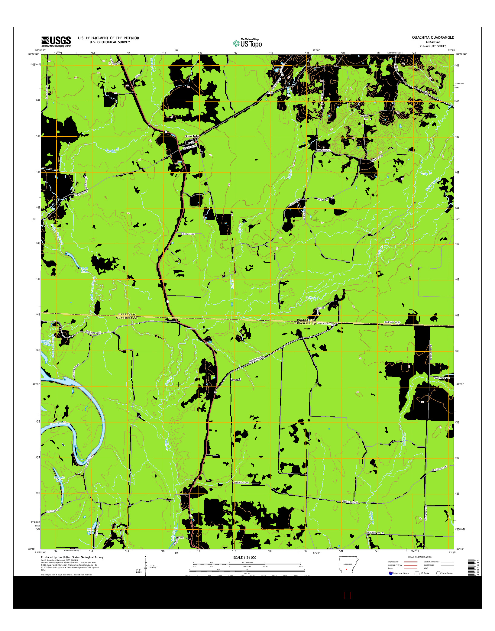 USGS US TOPO 7.5-MINUTE MAP FOR OUACHITA, AR 2014