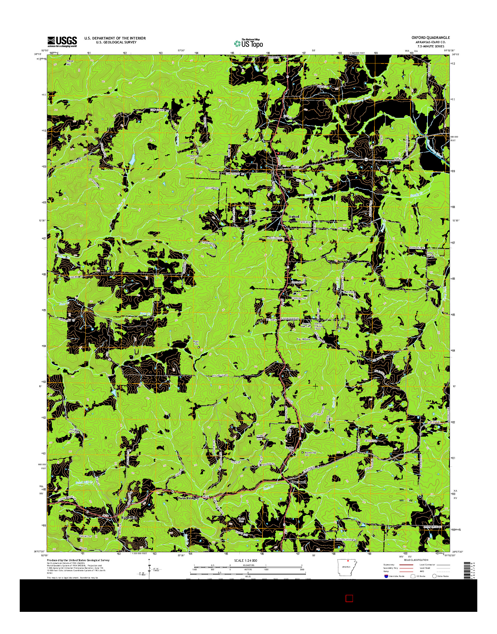 USGS US TOPO 7.5-MINUTE MAP FOR OXFORD, AR 2014