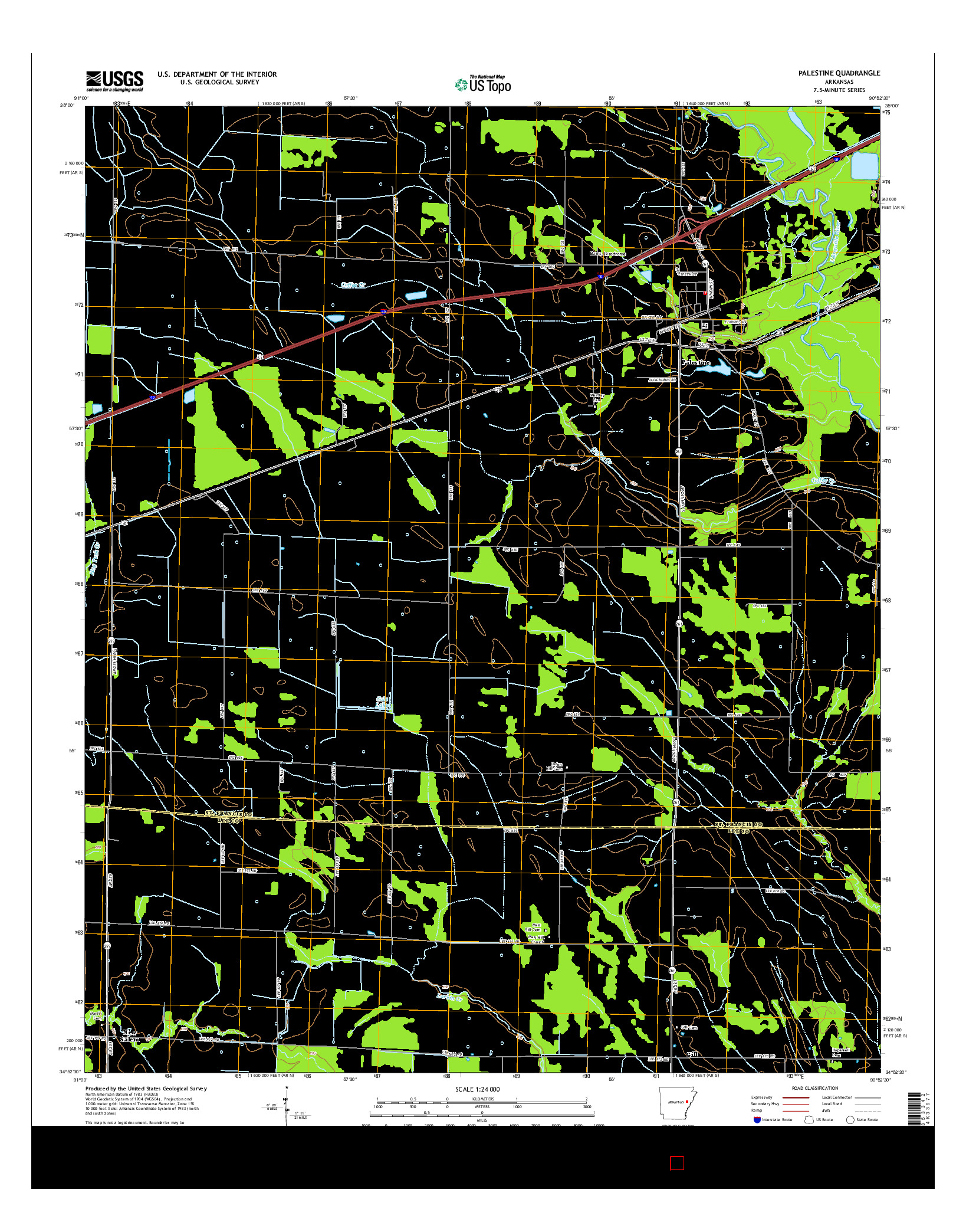 USGS US TOPO 7.5-MINUTE MAP FOR PALESTINE, AR 2014