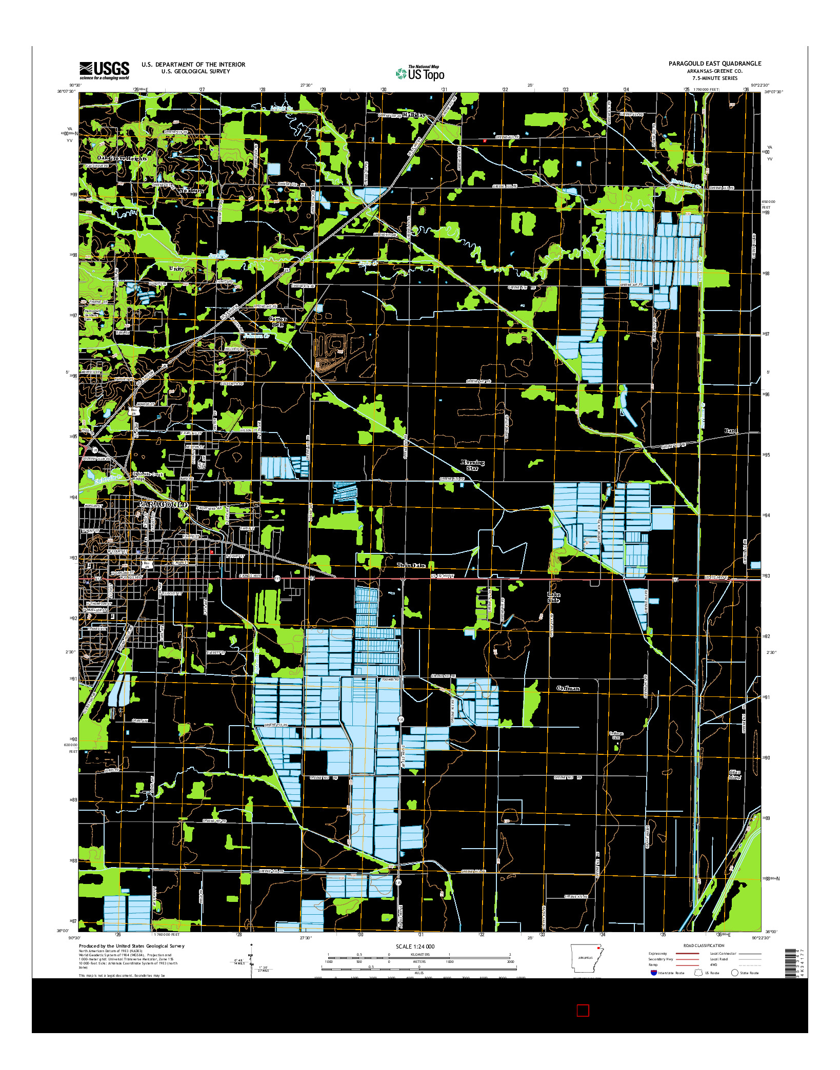 USGS US TOPO 7.5-MINUTE MAP FOR PARAGOULD EAST, AR 2014