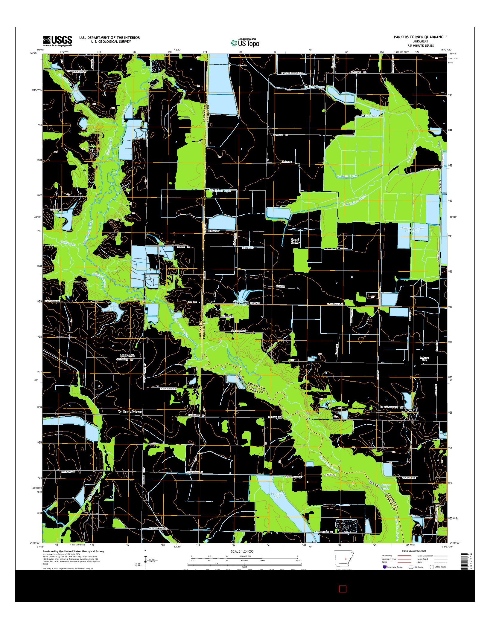 USGS US TOPO 7.5-MINUTE MAP FOR PARKERS CORNER, AR 2014